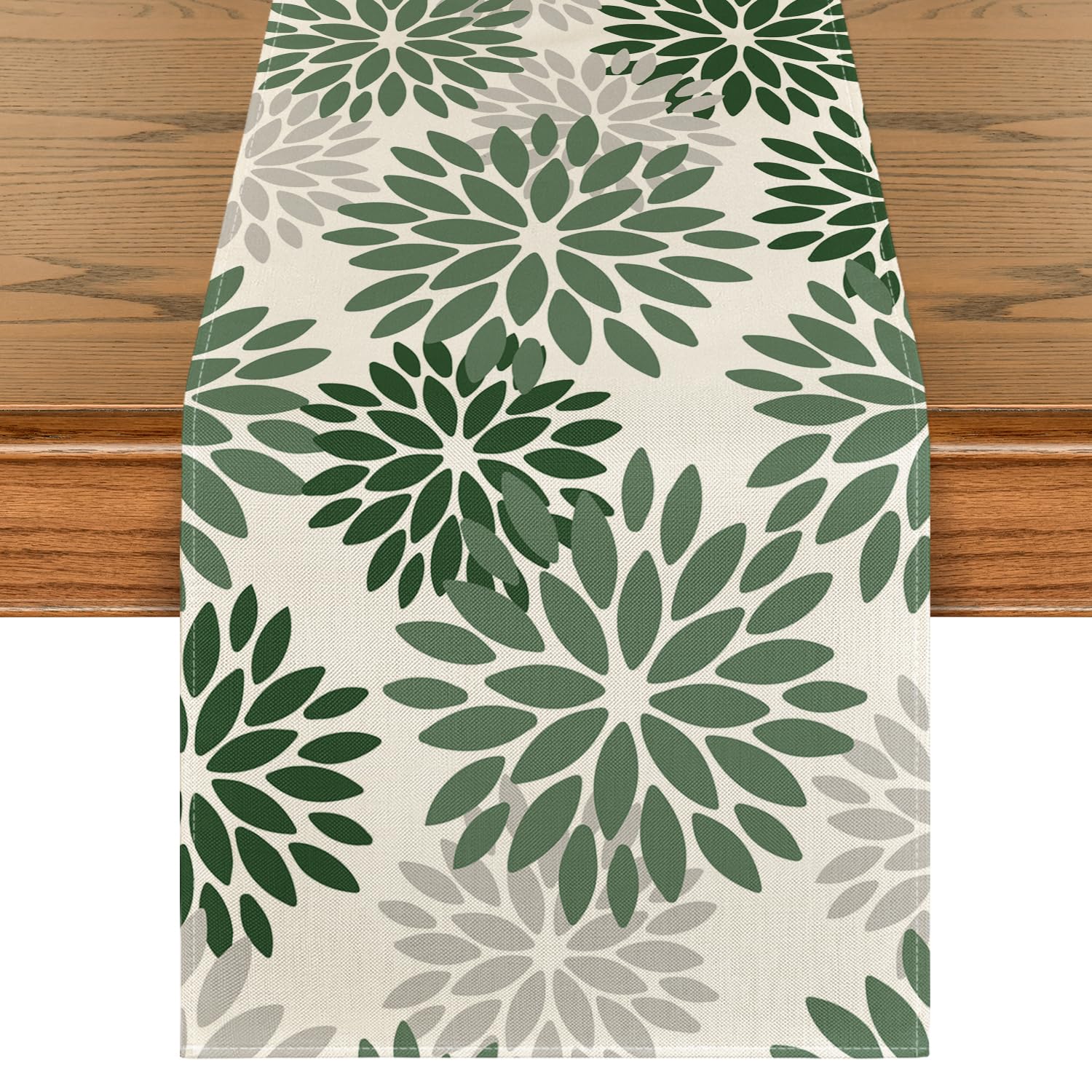 Artoid Mode Blumen Wald Grün Dahlien Sommer Tischläufer, Saisonnal Frühling Küche Tisch Dekoration Drinnen Urlaub Party Dekor 40x300 cm