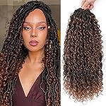 8 Packs Goddess Faux Locs Crochet Hair for Black Women, Long Goddess Locs Crochet Hair, Boho Style, River Locs with Curly Ends (18Inch, OT30, 8Packs)