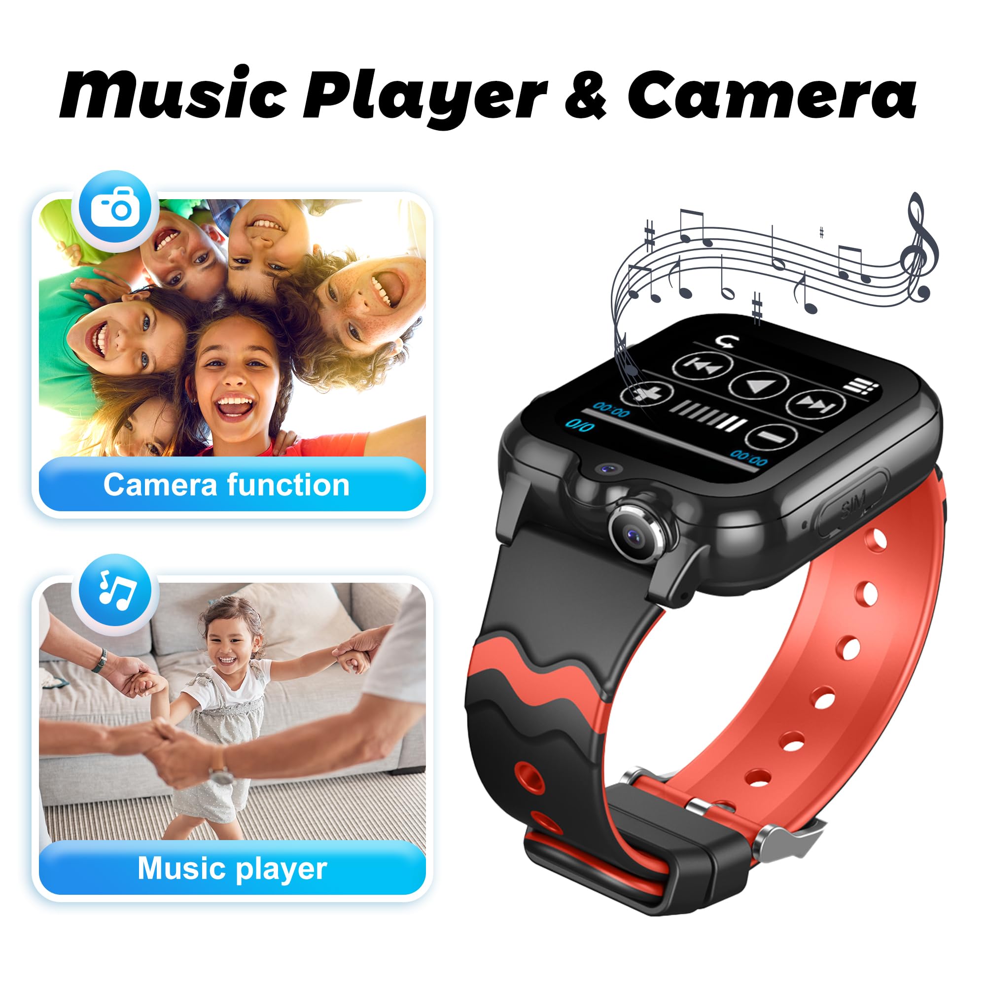 Carneedi Smartwatch Bambini GPS 4G Orologio Intelligente con WiFi Videochiamata SOS fotocamera Messaggio Modalità Classe Lettore Musicale Notifica Vibrazione Orologio Telefono per Ragazzi e Ragazze