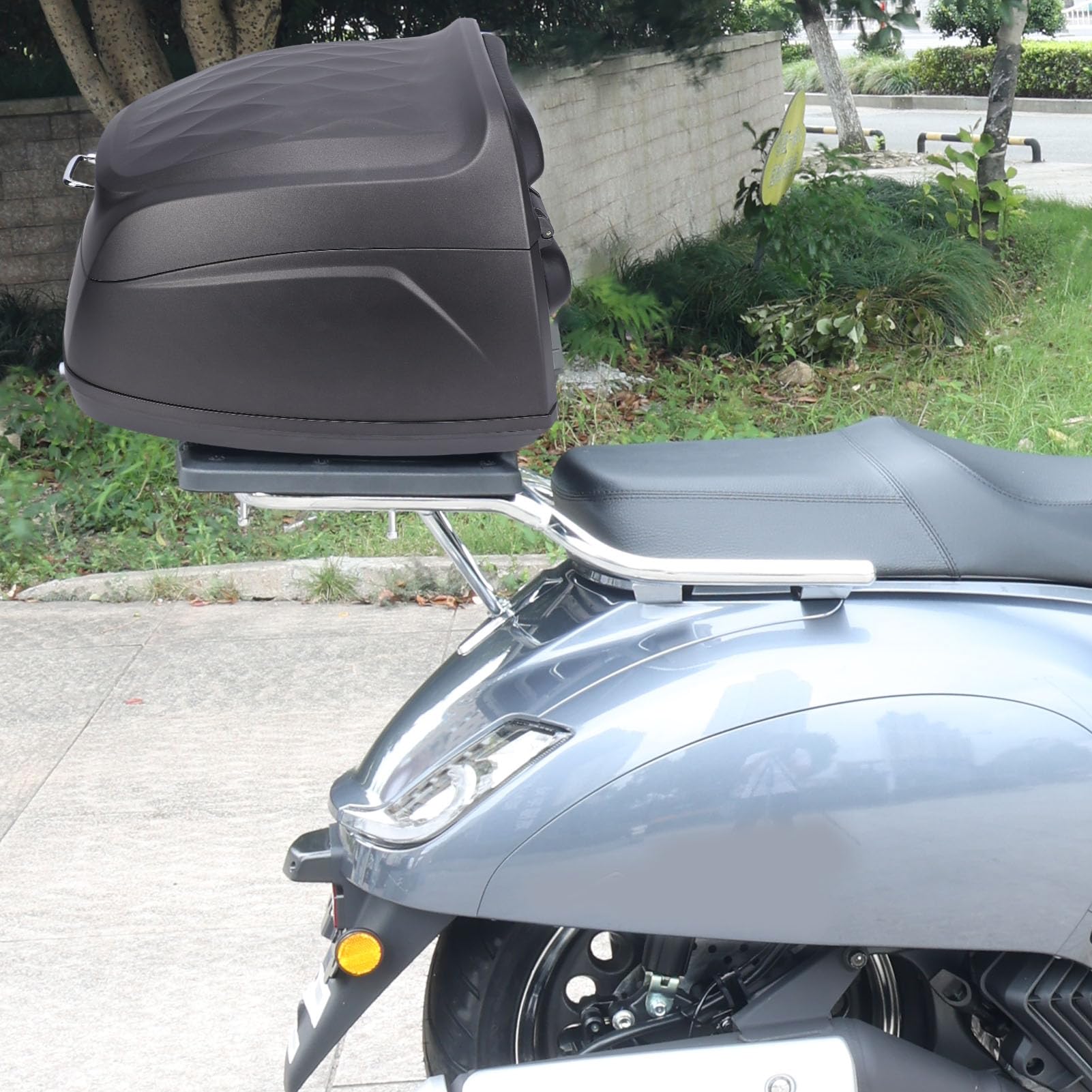 Luqeeg Coffre 2L, Étanche Coffre Arrière, Porte-Bagages avec Système Antivol, Sacoche pour Casque Porte-Bagages Arrière pour Gants Trottinettes Électriques (Grey)