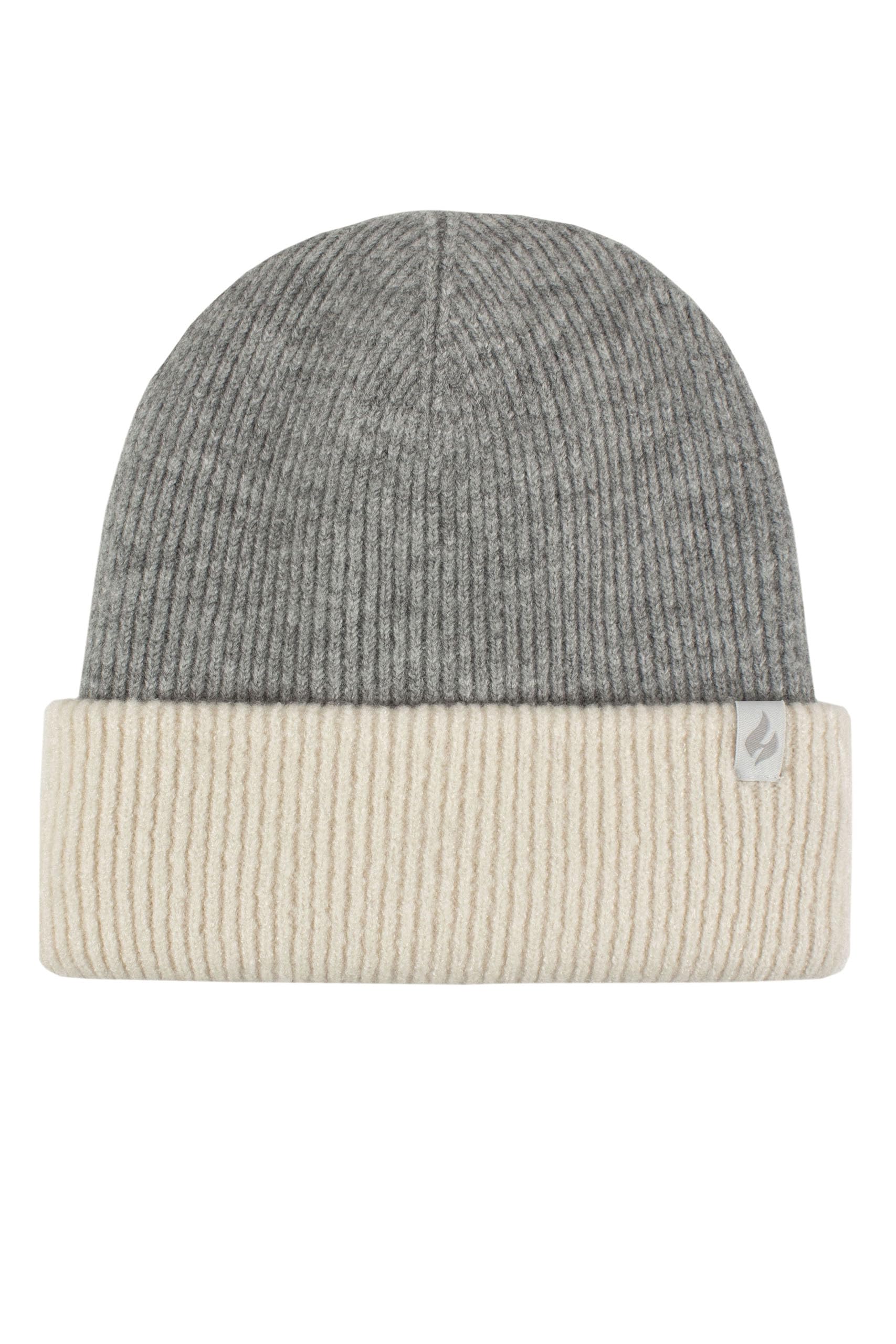 HEAT HOLDERS SOCKSHOP Women's Hat - 'Bavaria', Two Tone Stripe, Turn Over Hat, Thermal, Warm & Cosy, Outdoor, Walking 1 Pack One Size Silver Melange