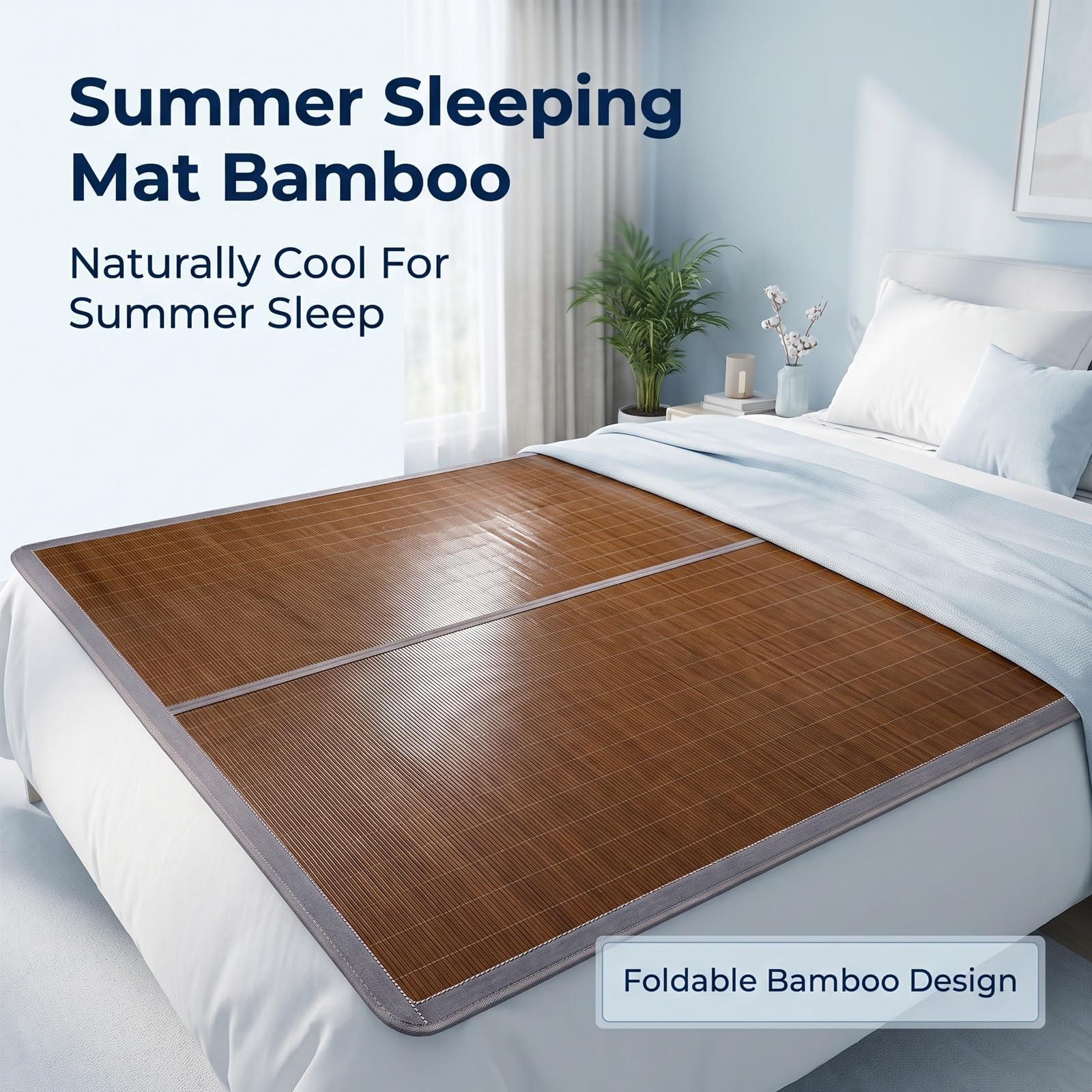 Rattan-Kühlmatte für Den Sommer, Glatt und Atmungsaktiv, Faltbar