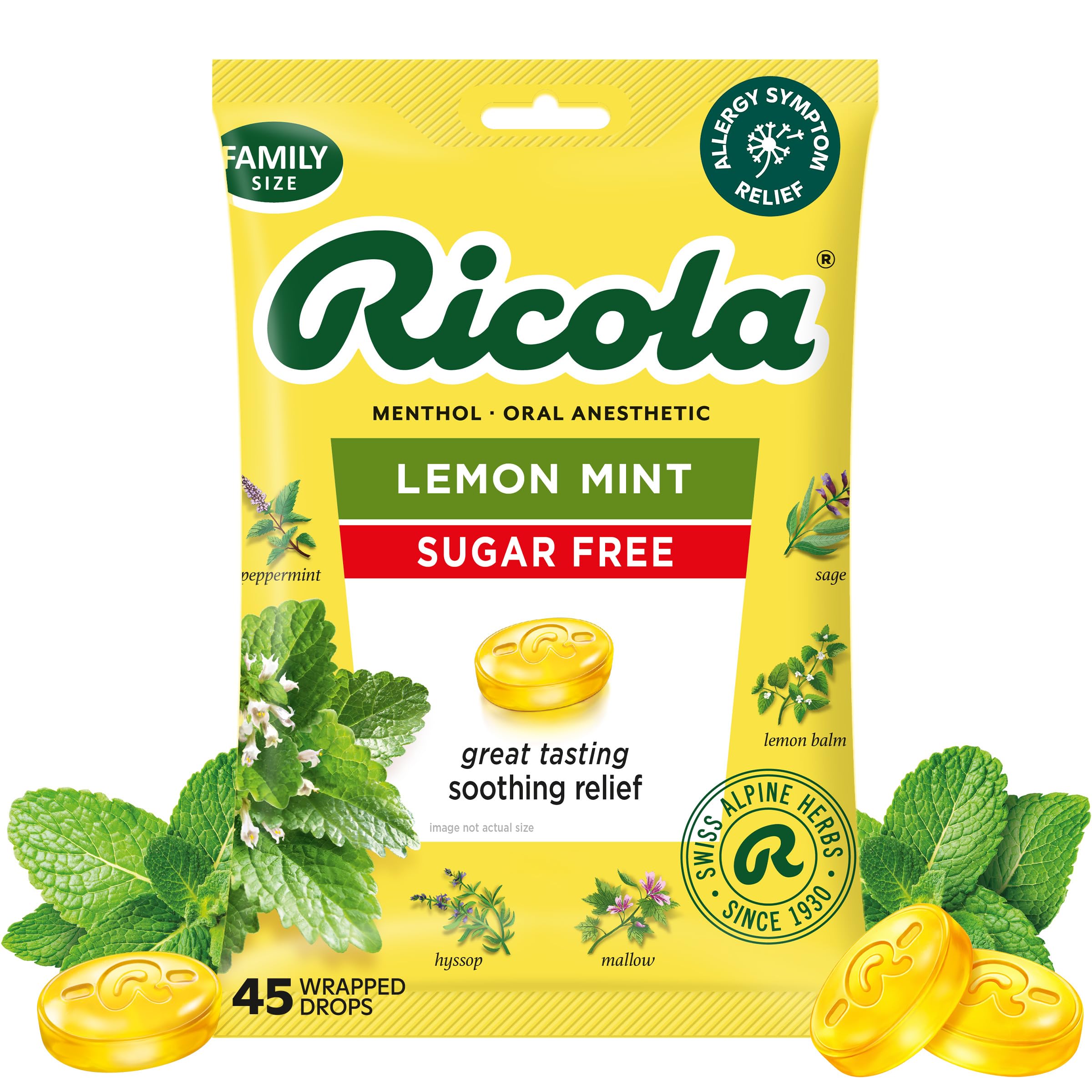 Ricola Big Bag Sugar Free Lemon Mint Cough Drops