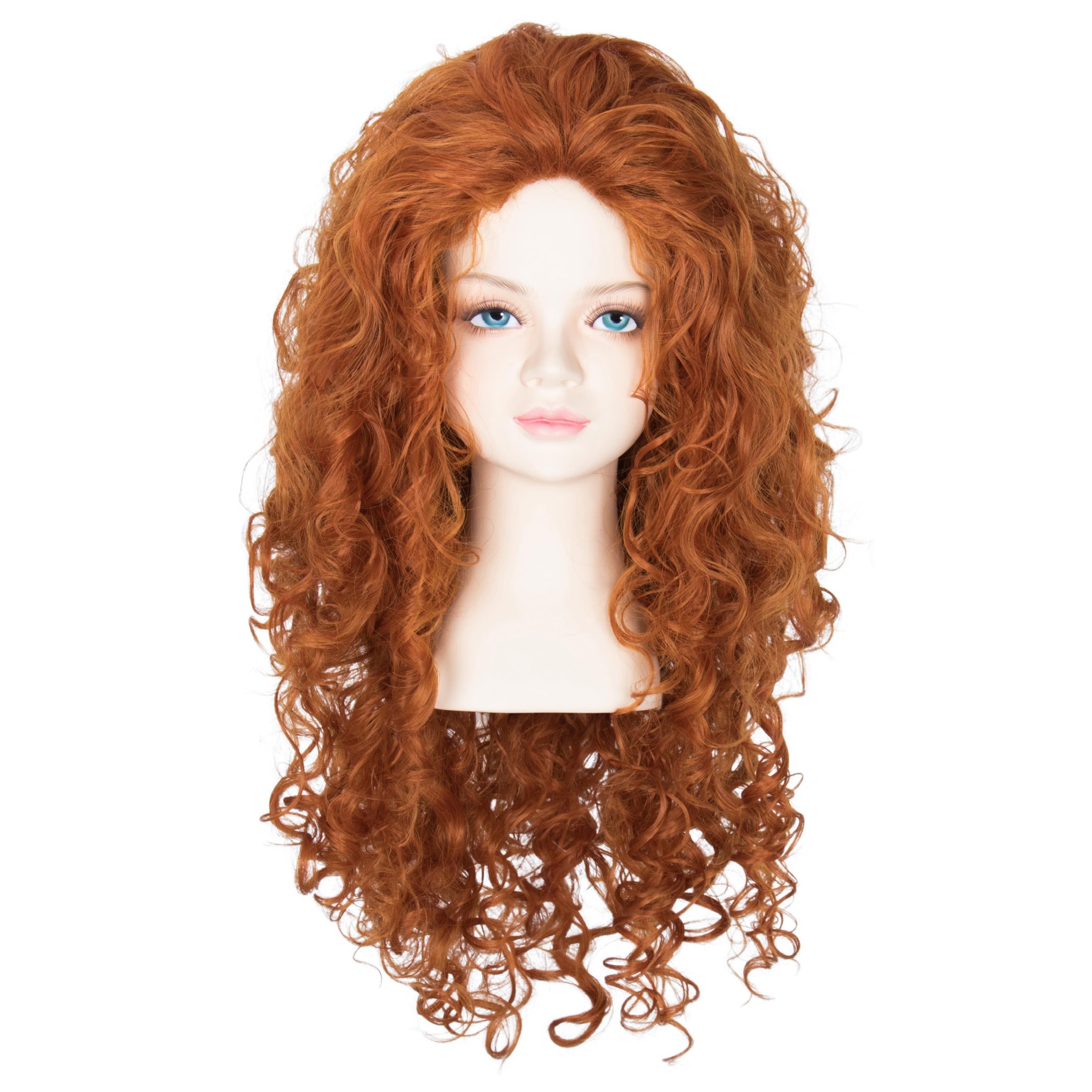 Miss U Hair Long Thick and Full Curly Princess Copper Red Wig for Halloween Party