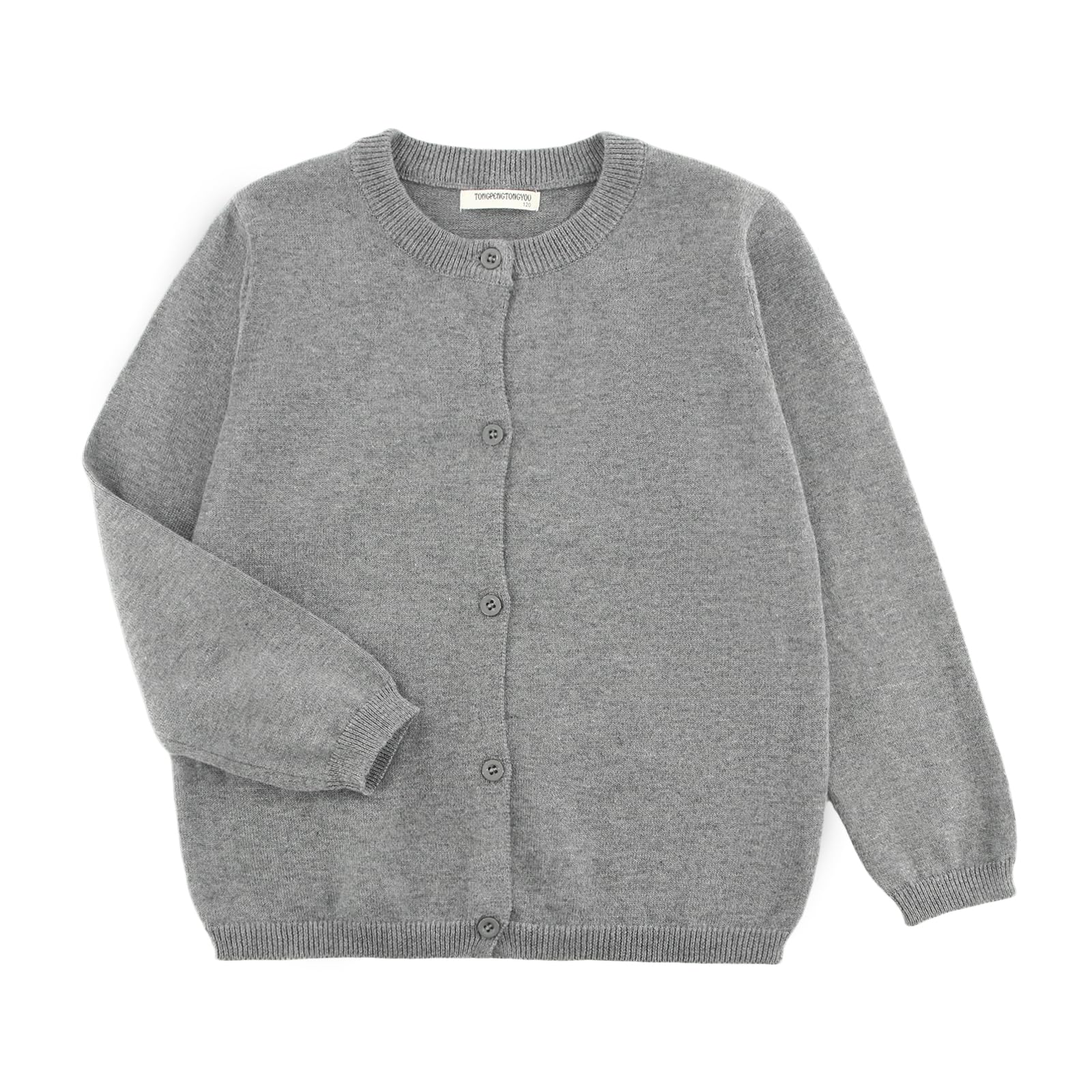 POBIDOBY Girl's Sweater Cotton Crew Knit Neck Long Sleeve Uniform，Cotton Cardigan Sweaters.