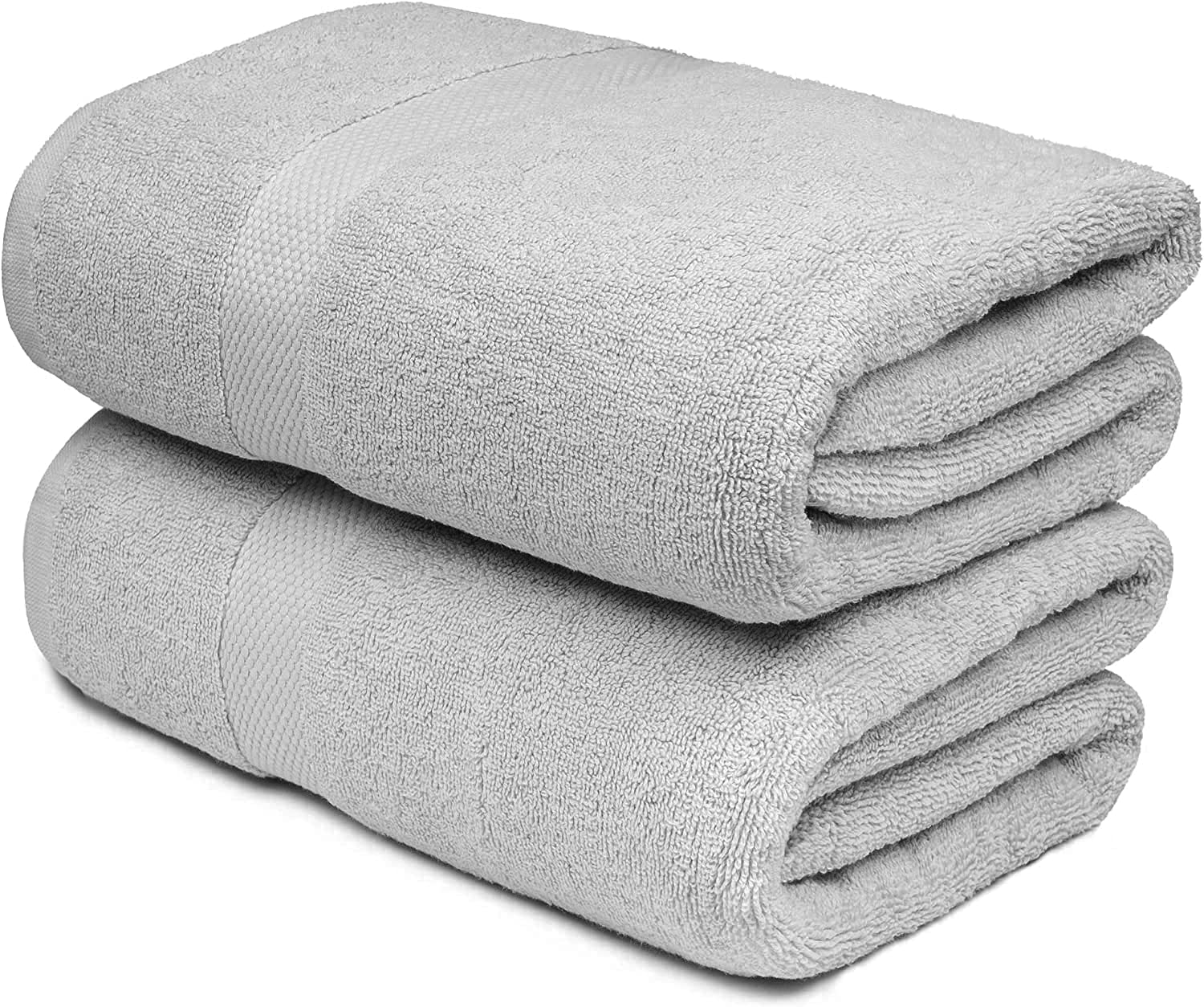 Wholesale Trade Dealz 2 X Super Jumbo Bath Sheets (100 x 200 cm) Primium 100% Egyptian Combed Cotton Extra Large Bath Sheet Towels XL Body Wrap Towel (Silver