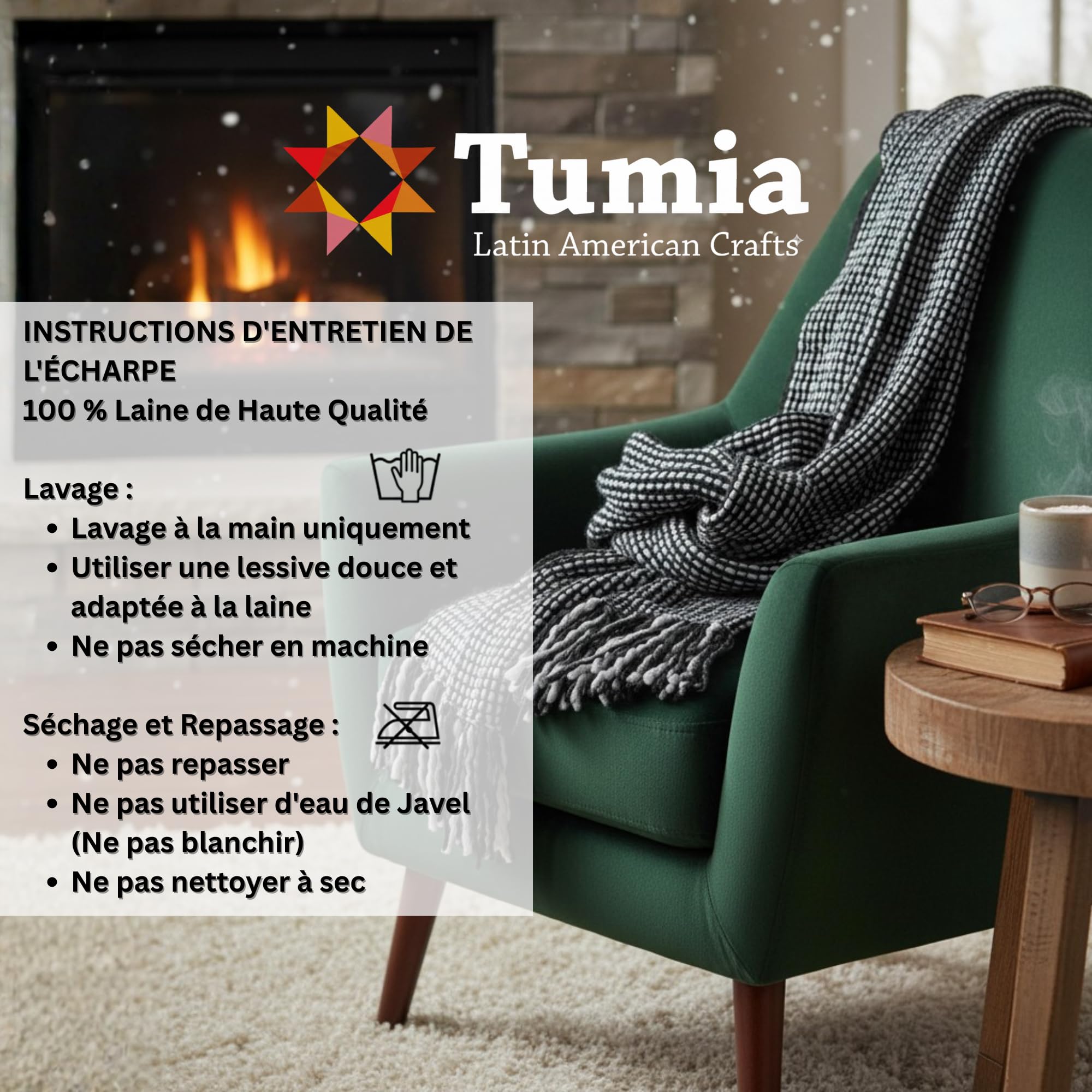 Tumia LAC - Echarpe rayée de Luxe Extra Longue, épaisse - Faite à la Main et Bien Chaude - Unisexe