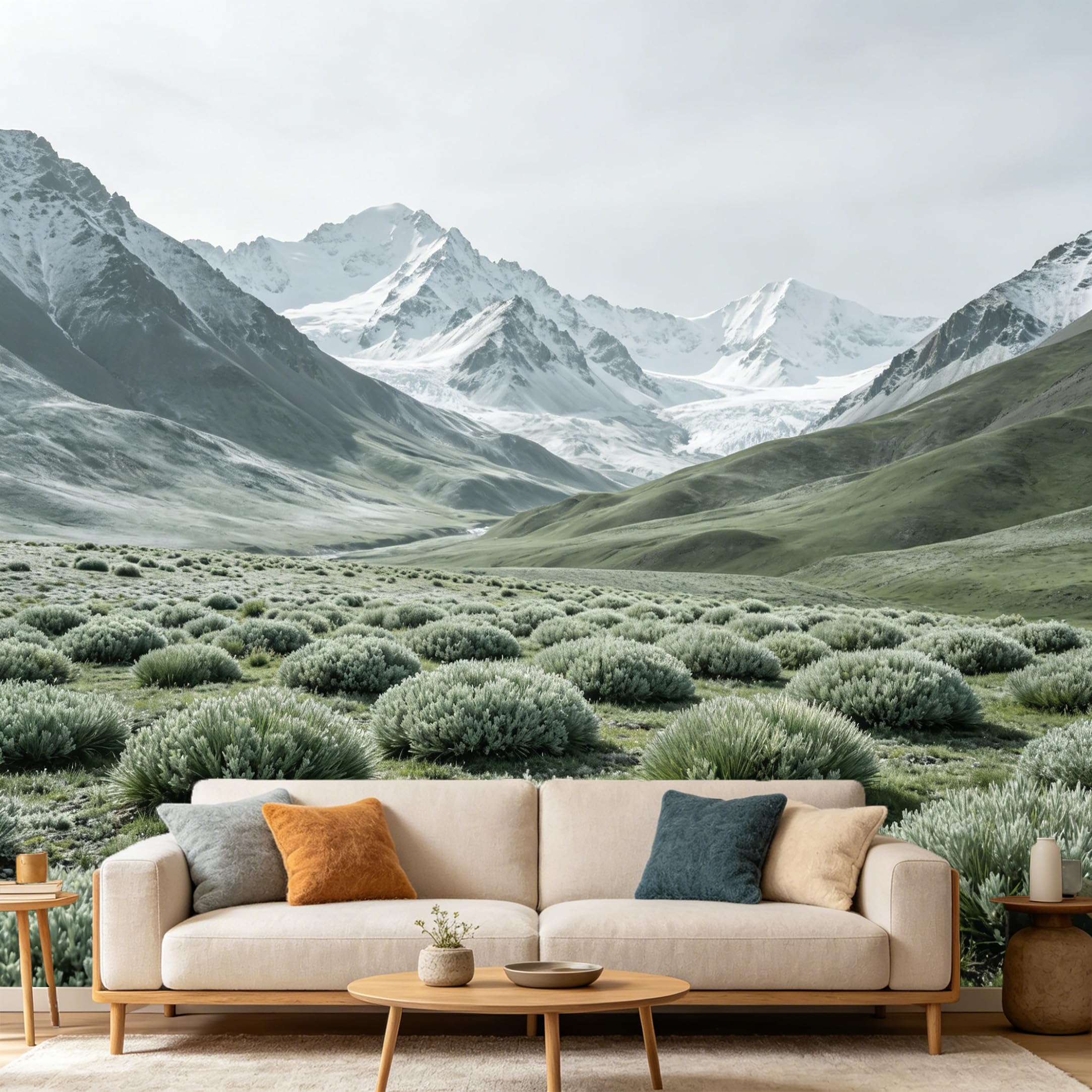 Custom Size Wall Mural Mountain Lake Landscape Alpine Peak Snow Valley SelfAdhesive Art Prints wall Fabric（No PVC） Removable Wallpaper Home Bedroom Decor
