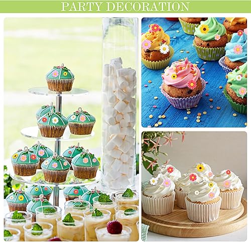 Miniatura 6 de Hicarer 100 piezas de resina con parte trasera plana, decoración de margarita, flor de margarita, diminutas mariquitas, adornos de margaritas con