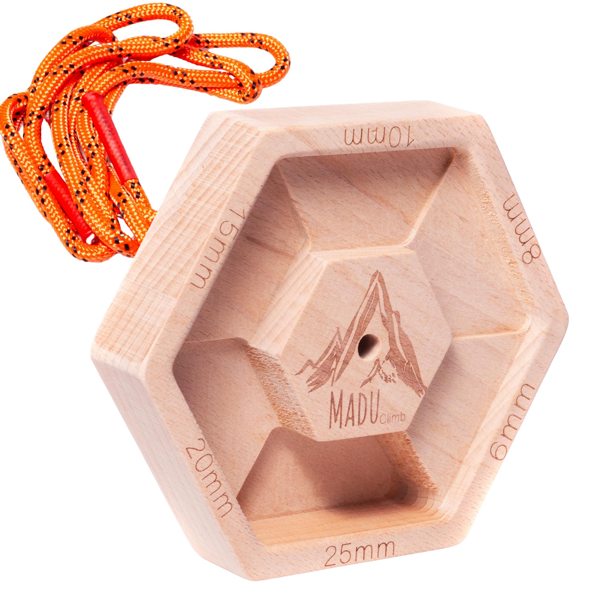 Portable Fingerboard – Solid Hardwood 6-Edge Hangboard for Rock Climbing Training | Compact One-Piece Grip Strength Tool for Climbers