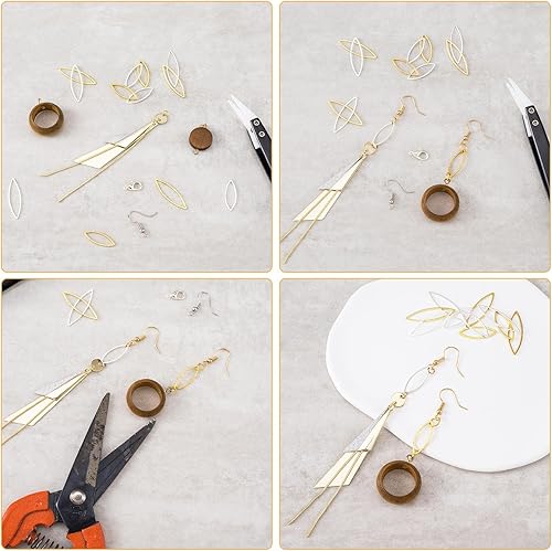 Miniatura 5 de OIIKI 120 aros de cuentas para hacer joyas, aros de metal con forma de ojo, 2 tamaños, accesorios para aretes, collares, diadema, cinturones,