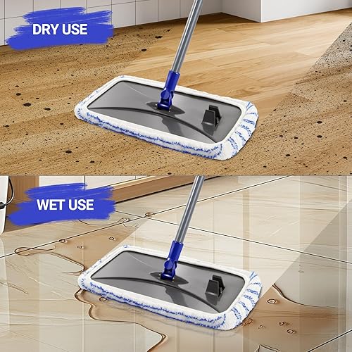 Miniatura 4 de Masthome Trapeador de microfibra extra grande para limpieza de pisos, trapeador plano de 16 pulgadas con 5 almohadillas para uso húmedo y seco, mopa