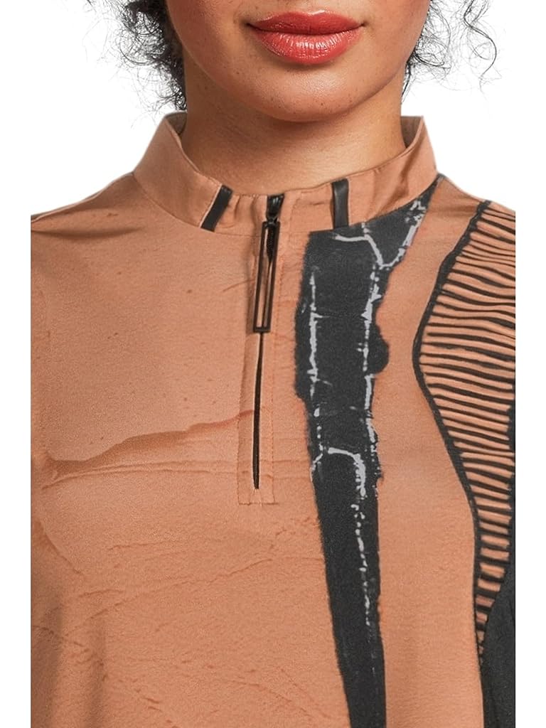 Beige Jamie Sadock Canvas Mache Print Sleeveless Polo