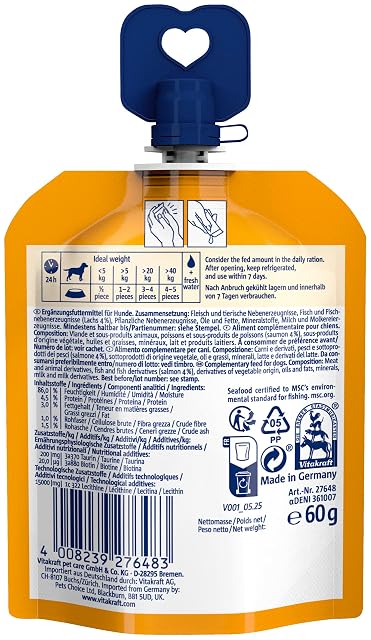 Foto 7 de 7 de Vitakraft Lick & Snack, Crema de Entrenamiento Suave en Formato Quetschie, con salmón, resellable