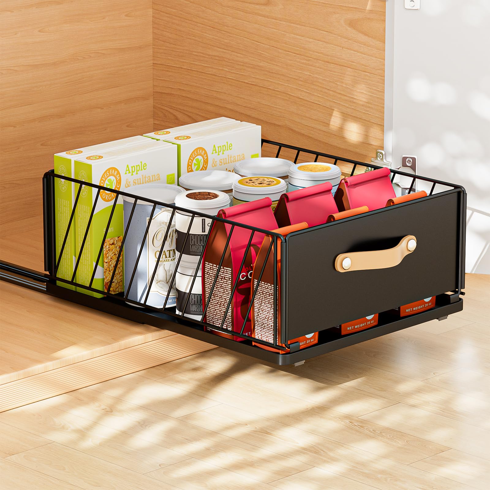 KESSER® Tiroir De Cuisine / Tiroir Télescopique / Armoire De Cuisine Panier Extensible Armoire Extensible Entierement Extensible Tiroir 4x 40cm Zwart