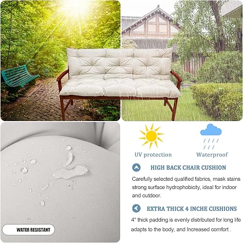 Miniatura 3 de Cojines de repuesto para columpio, cojines de repuesto de 3 plazas, cojines de banco de 2 a 3 plazas para cojines de columpio de porche al aire