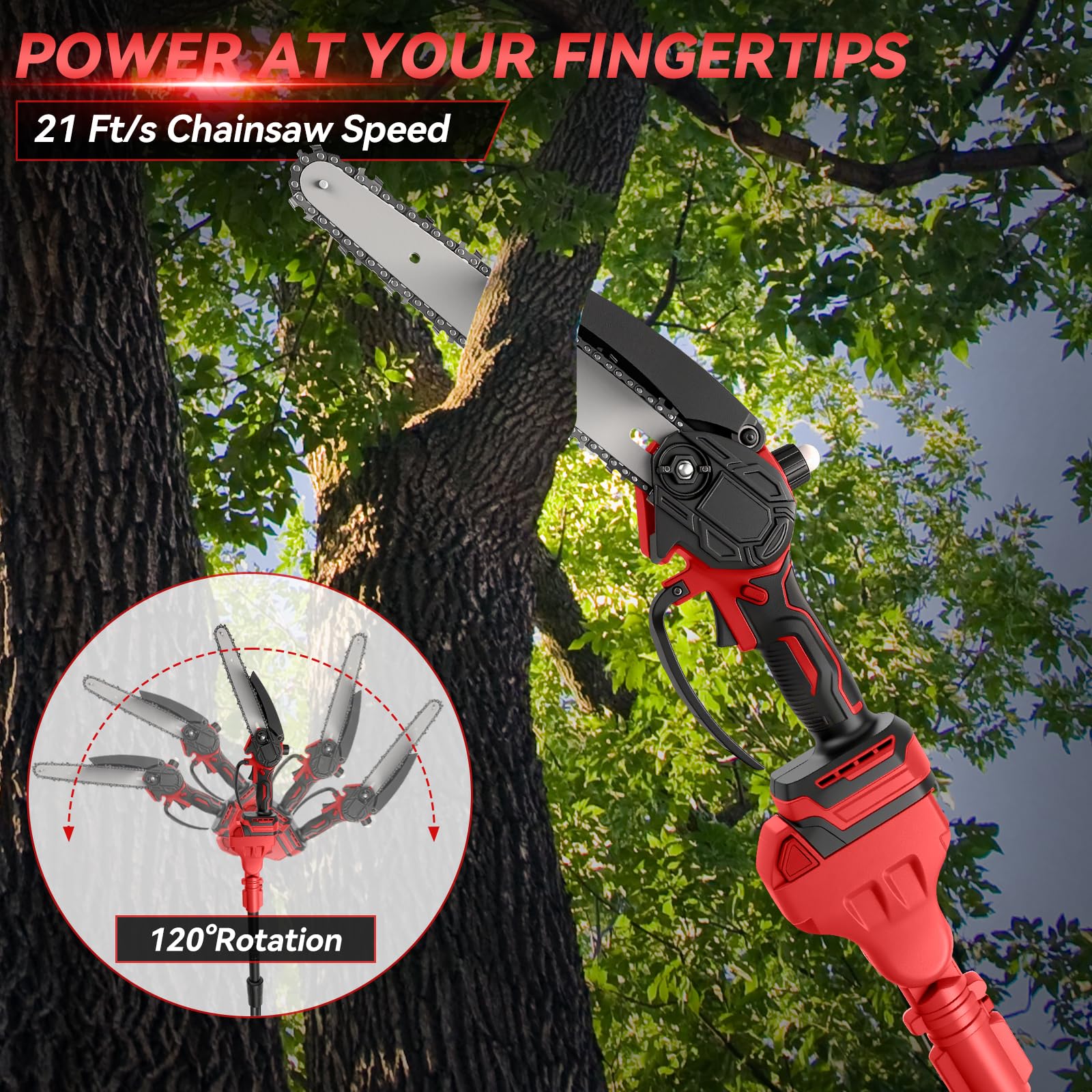 8 Pollici Motosega a Batteria Telescopica & 28 mm Forbici Potatura | per Milwaukee M18 18 V Batteria, 4-in-1 Kit Motosega e Forbici, Portata Massima Fino a 4,5 m