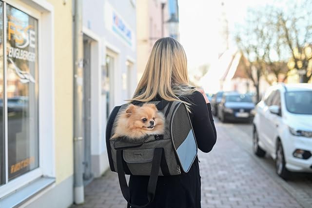 Foto 7 de 8 de Kerbl Pet Mochila para Perros Vacation, transportín para Perros, Gris, Azul, 43x24x30cm, Tela Oxford