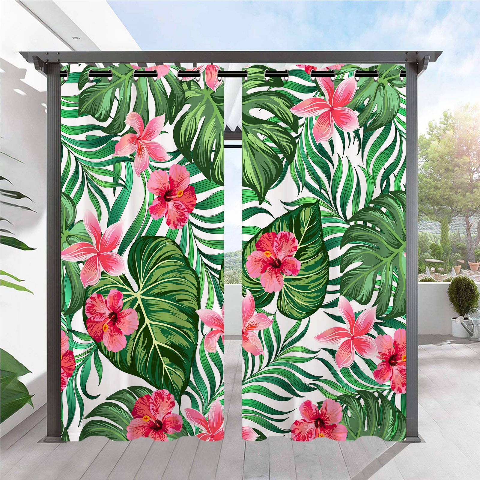 ANHOPE Patio Outdoor Curtains Waterproof Eyelet Top 52 x 108 Inch 2 Panels