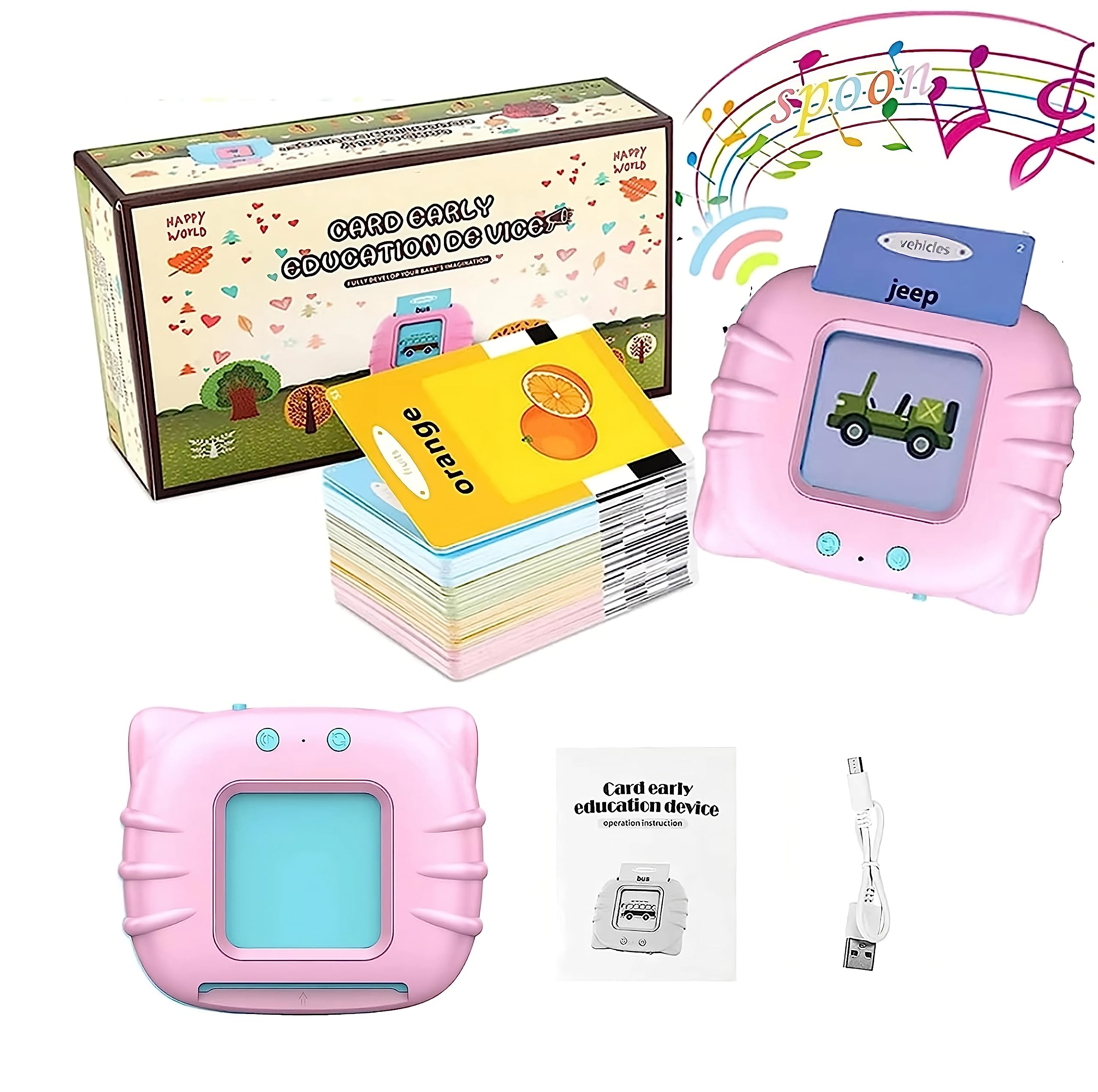 Talking Baby Flash Cards Educational Learning Interactive Toys for 2 3 4 5 6 Years Old Boys Girls, Toddlers Reading Machine with 224 Words Preschool Montessori Toys and Birthday Gift for Kids