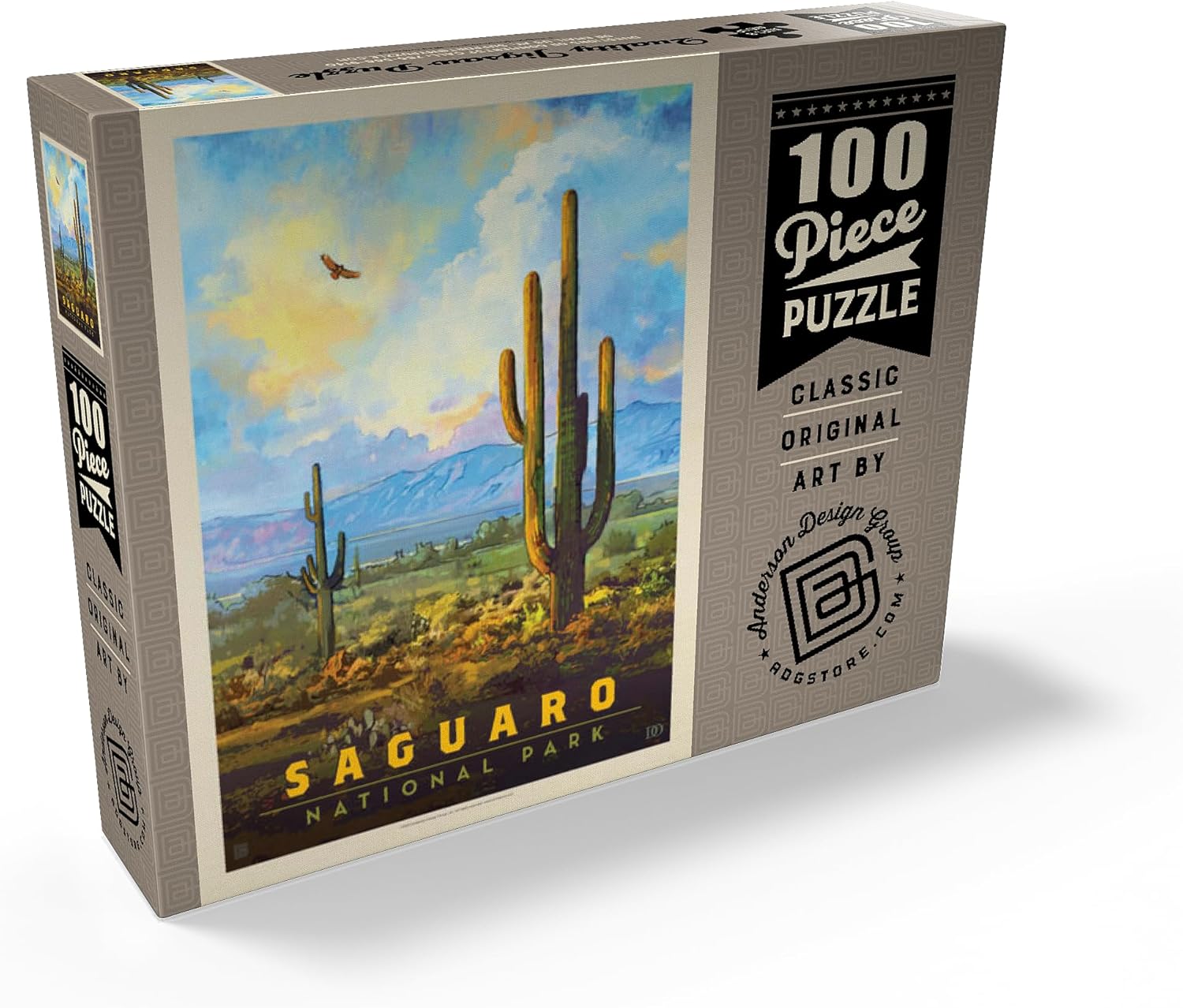 MyPuzzle Saguaro National Park: Desert Daybreak, Vintage Poster - Premium 100 Piece Jigsaw Puzzle for Adults