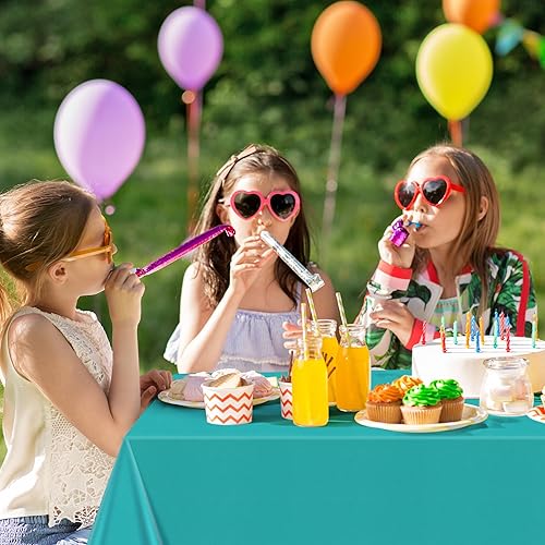 Miniatura 6 de Mantel rectangular de la serie Rainbow de 7 piezas, 54 x 72 pulgadas, color sólido, impermeable y a prueba de derrames, mantel de plástico