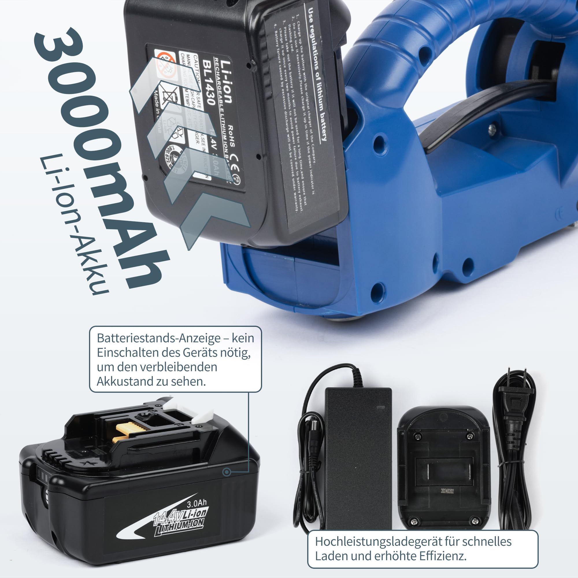 U.S. Solid Umreifungsgerät Akku Elektrisch - Halbautomatische Umreifungsmaschine für 13-19mm PP/PET-Bänder, 2x3000mAh, für Kartons und Paletten