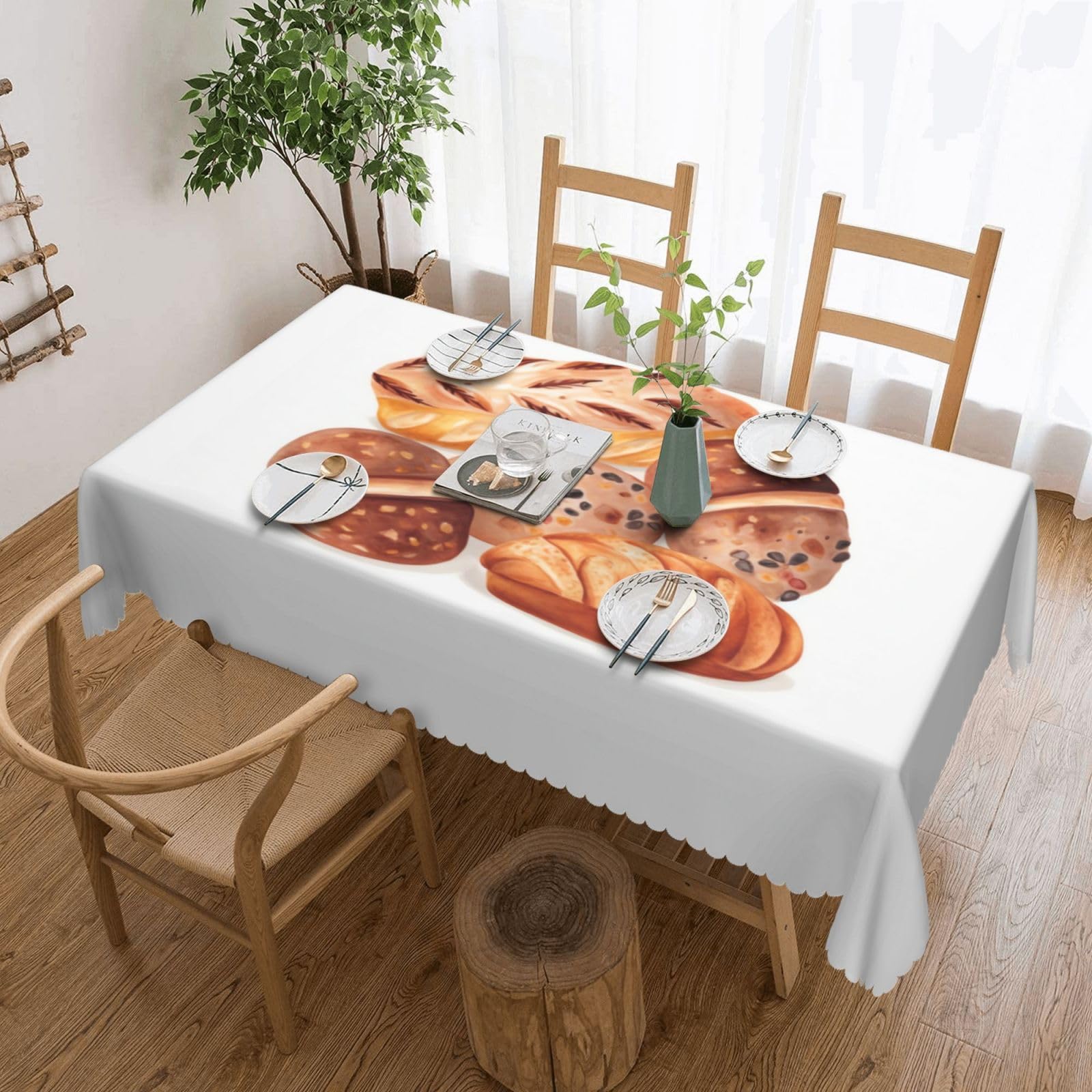 Nappe rectangulaire résistante aux taches 137x183 motif pain décoration extérieur