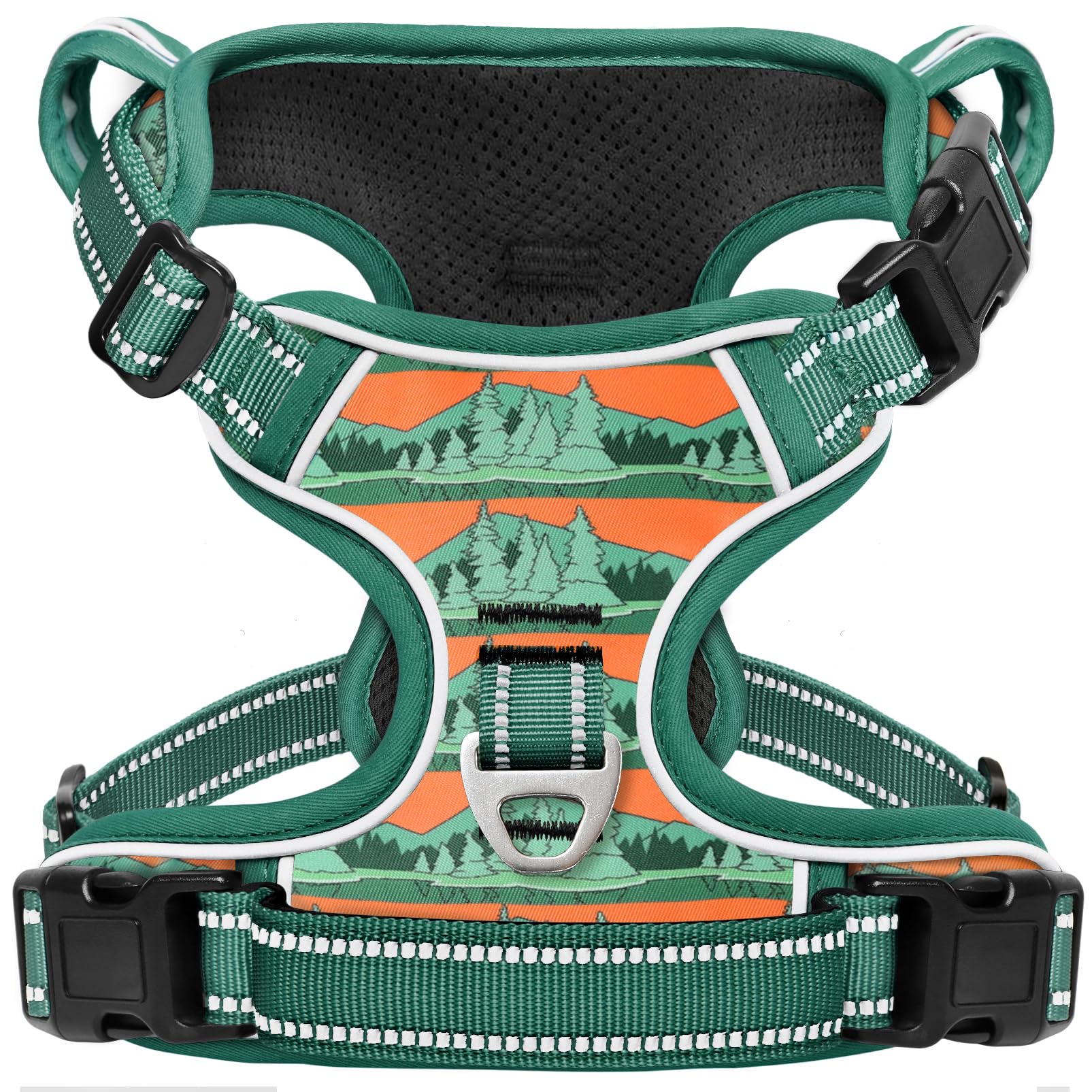 Timos No Pull Dog Harness,No Choke Front Clip Dog Reflective Harness,Adjustable Soft Padded Pet Vest with Easy Control Handle for Small Dogs,Wilderness,S