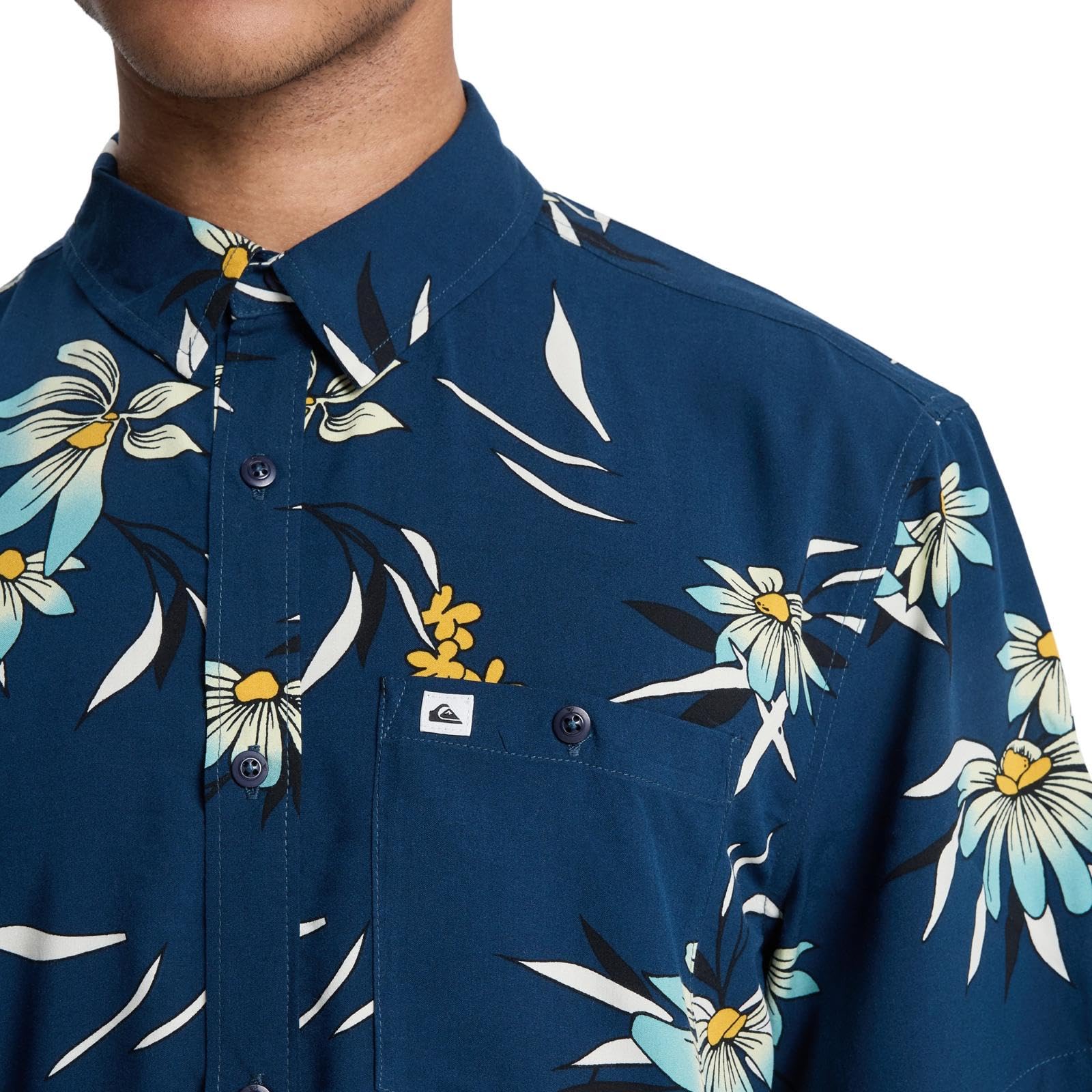 Quiksilver Camisa de manga corta con estampado floral costero para hombre