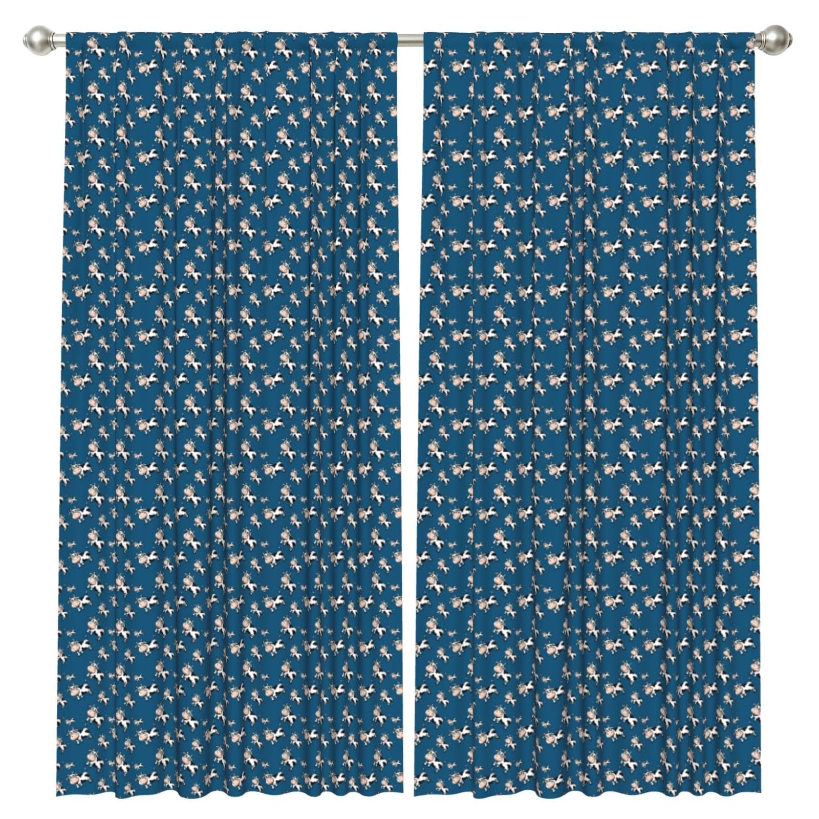 InOmak Cows Pattern, 2 Panels Window Curtains 52 x 84 Inch Blackout Curtains for Living Room Bedroom