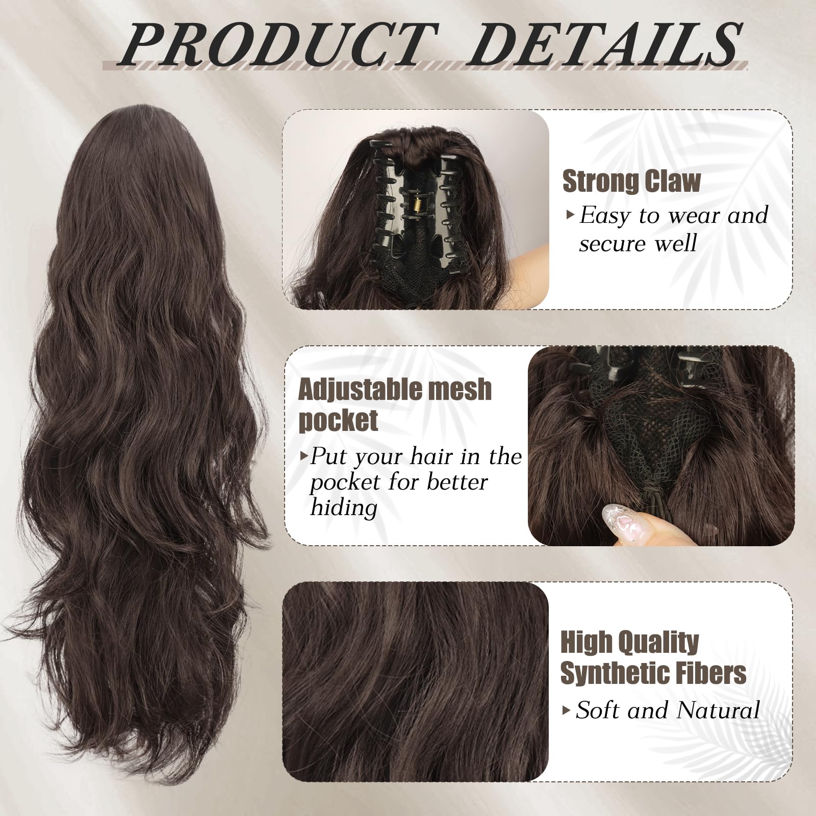 Amazon.com : BARSDAR Brown Ponytail Extension - Claw Clip  display picture 2