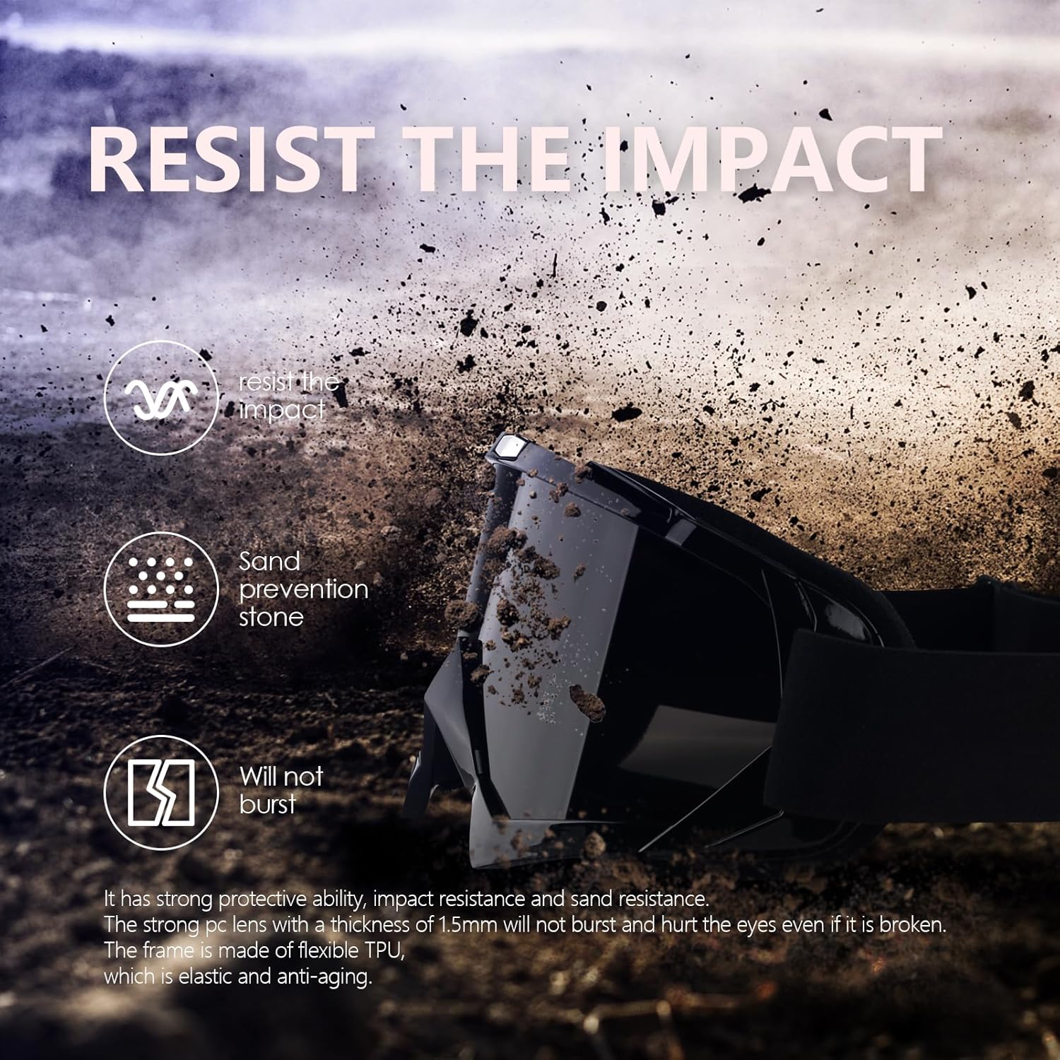 Motorcycle Goggles ATV Dirt Bike Anti Scratch Motocross UV400 Protect Bendable Eyewear Off Road Dust proof Anti Fog Riding Goggles with Adjustable Strap &Color Lens - Image 4