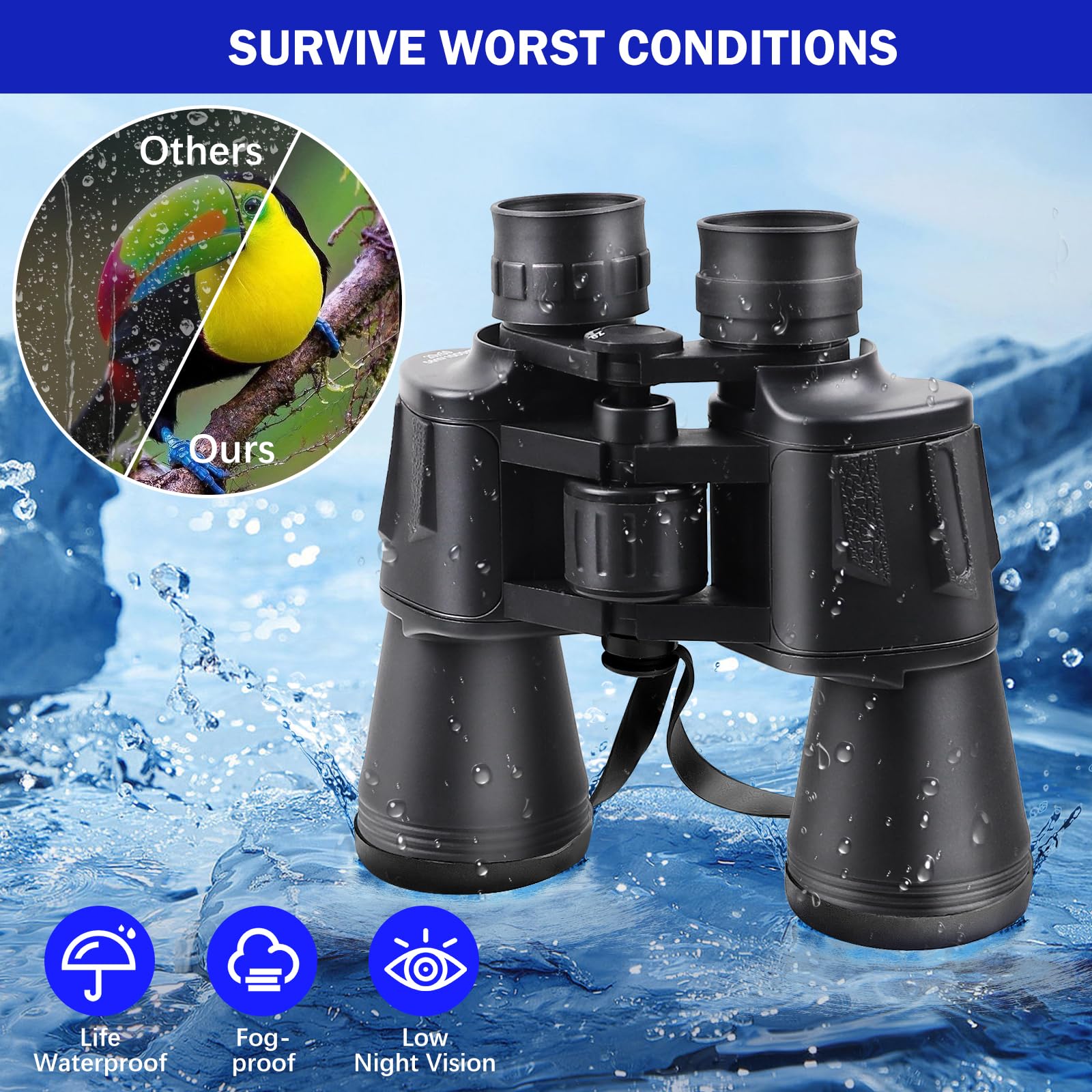 Binocolo Militare 20x50 Ad Alta Potenza – Professionale E Impermeabile Per Birdwatching, Caccia E Viaggi (Verde) Con Custodia