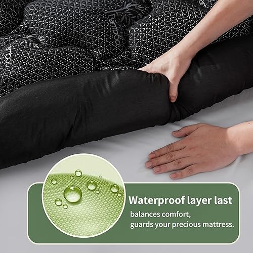 Miniatura 2 de Cubrecolchón prémium 100% impermeable tamaño Queen, transpirable, protector de cama de rayón de bambú, funda de sábana de bolsillo profundo de 8 a