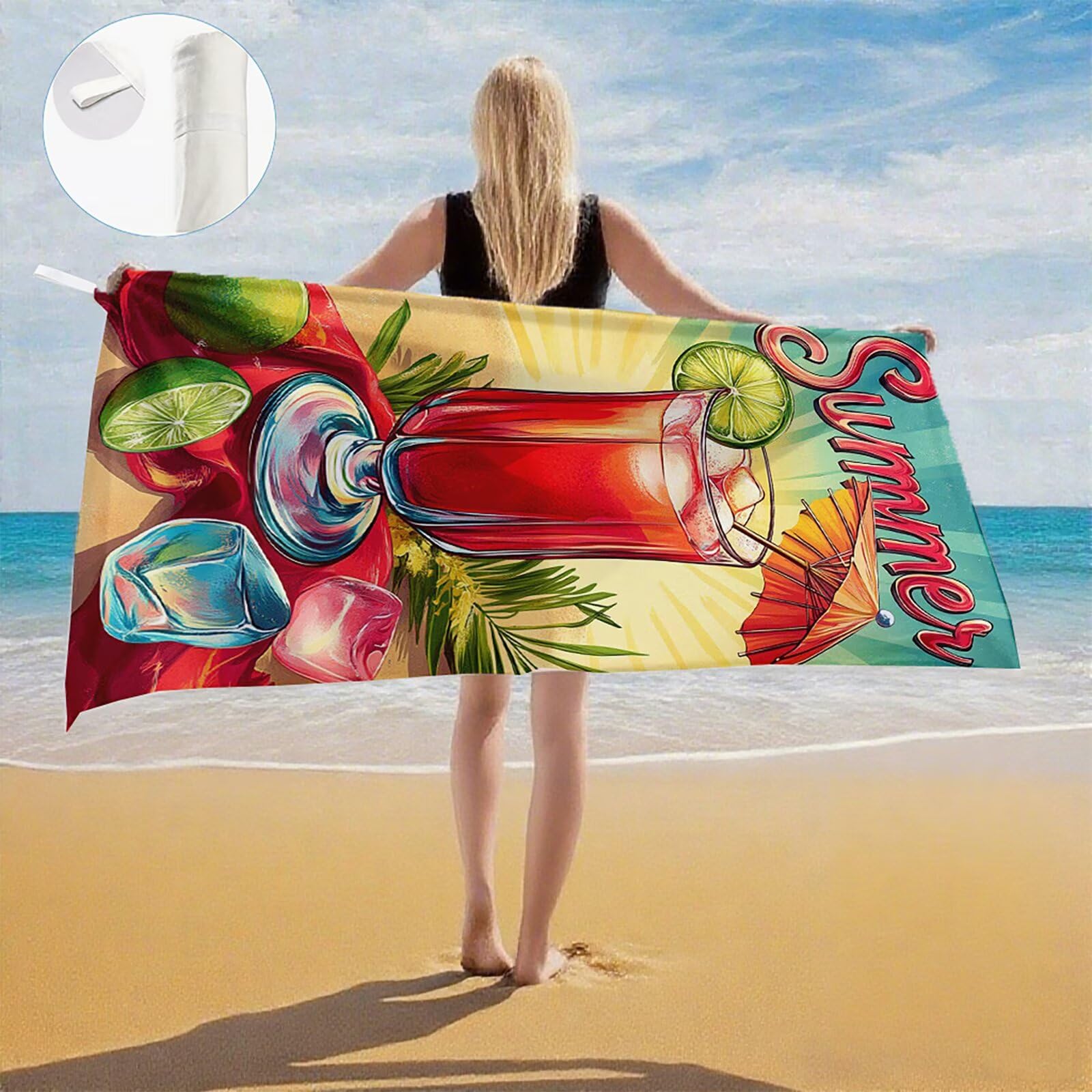 Serviette de Plage Microfibre Serviette Plage 100x150 cm 2 Pack Séchage Rapide, Anti-Sable, Absorbante Fonction Drap de Plage XXL pour Bain, Sport, Voyages, Sauna, Piscine, Yoga, avec Sac Été Q-728
