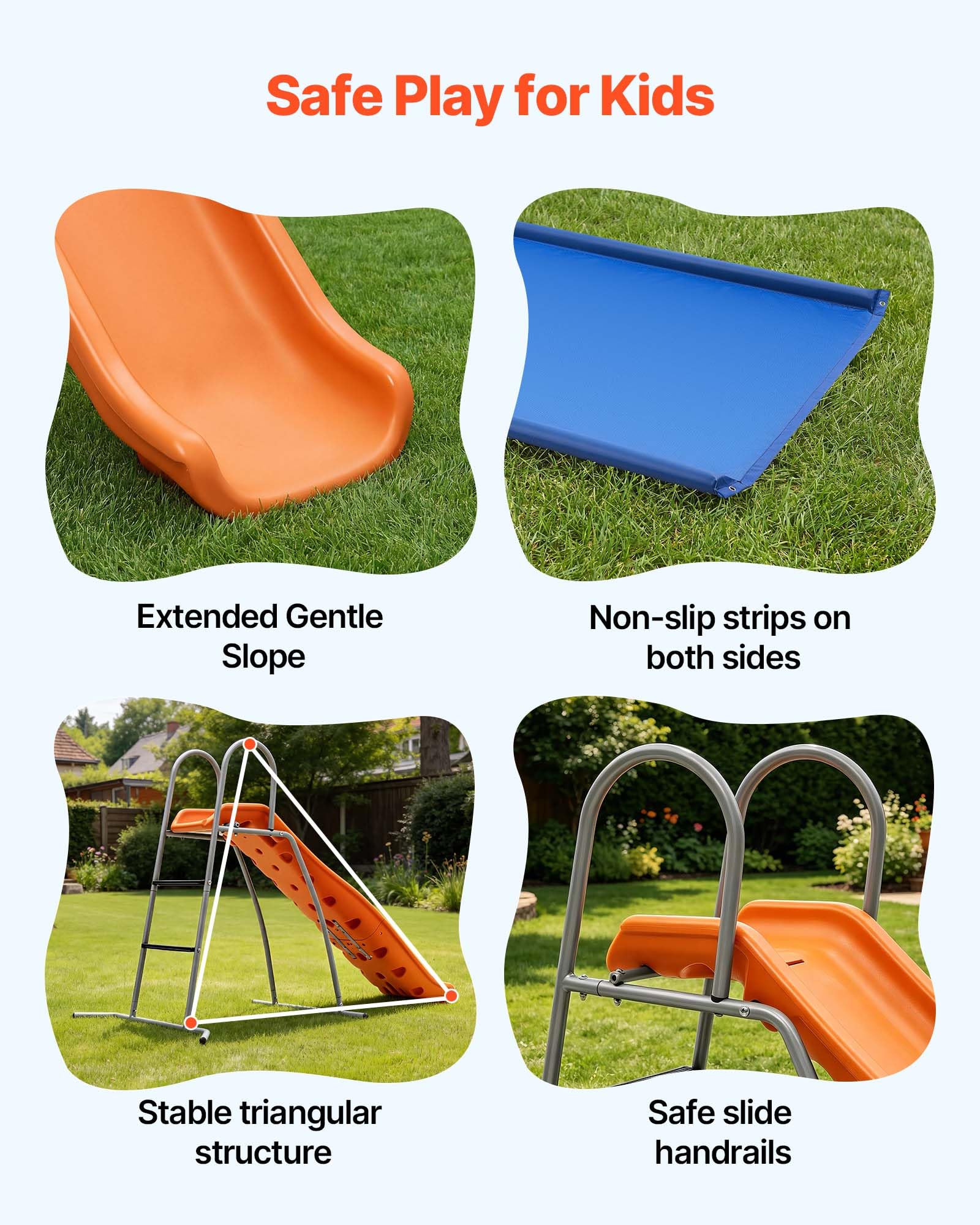 VEVOR Wasserrutsche Freistehend 165 cm Gartenrutsche für Kinder, Poolrutsche mit Integriertem, Verstellbarem Sprinkler, Kletterleiter und Bodenschutzmatte, Kinderrutsche aus Metall und Kunststoff