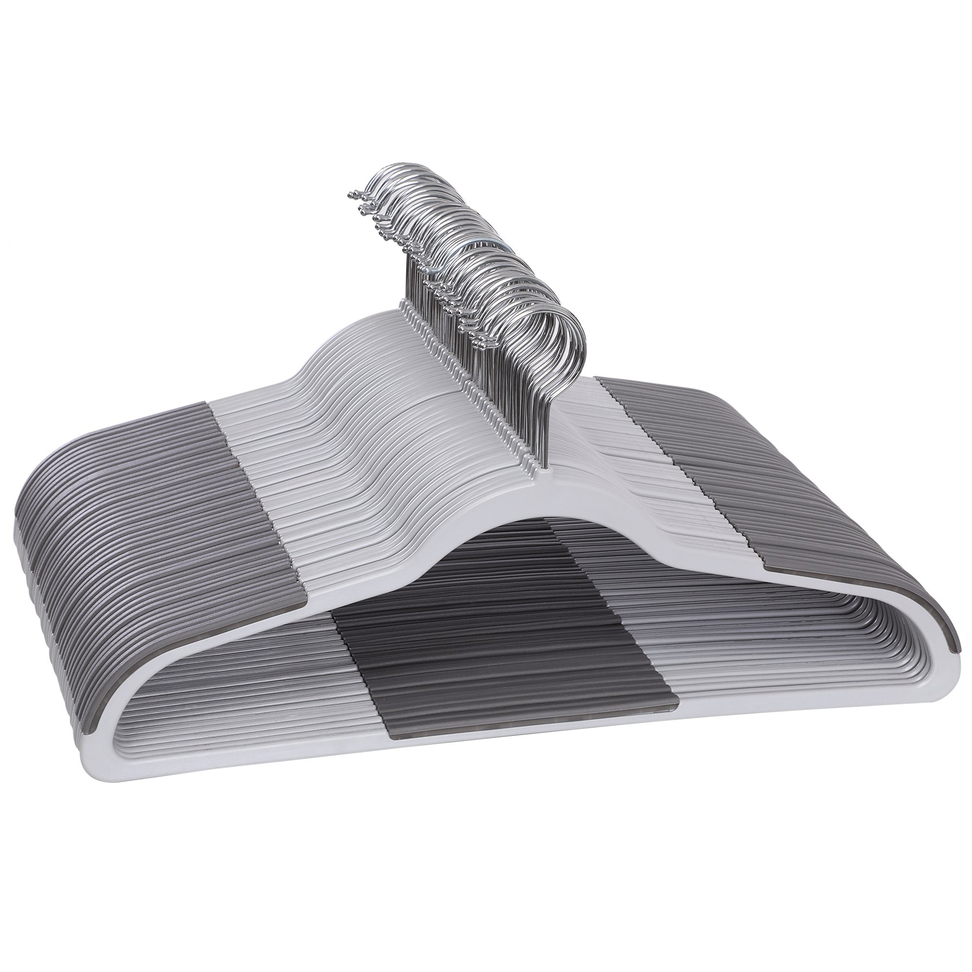 SONGMICS Hangers, 50 Pack High Qaulity Plastic Coat Hangers, Non Slip Durable, 0.2 Inch Thickness Space Saving, 360° Swivel Hooks, Gray UCRF50G