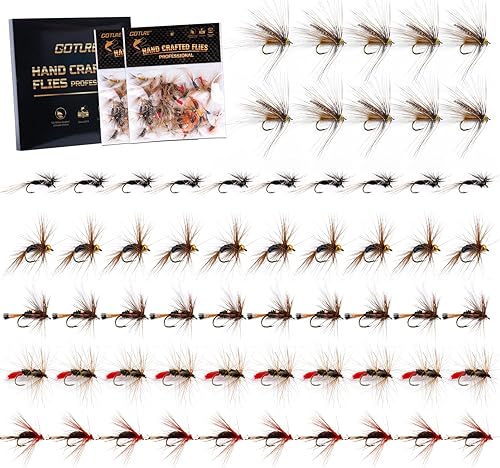 Vista 7 de Goture Kit de moscas de pesca con mosca, 25 piezas/30 piezas/100 señuelos de pesca con mosca, moscas secas, moscas húmedas, serpentinas, ninfas, D