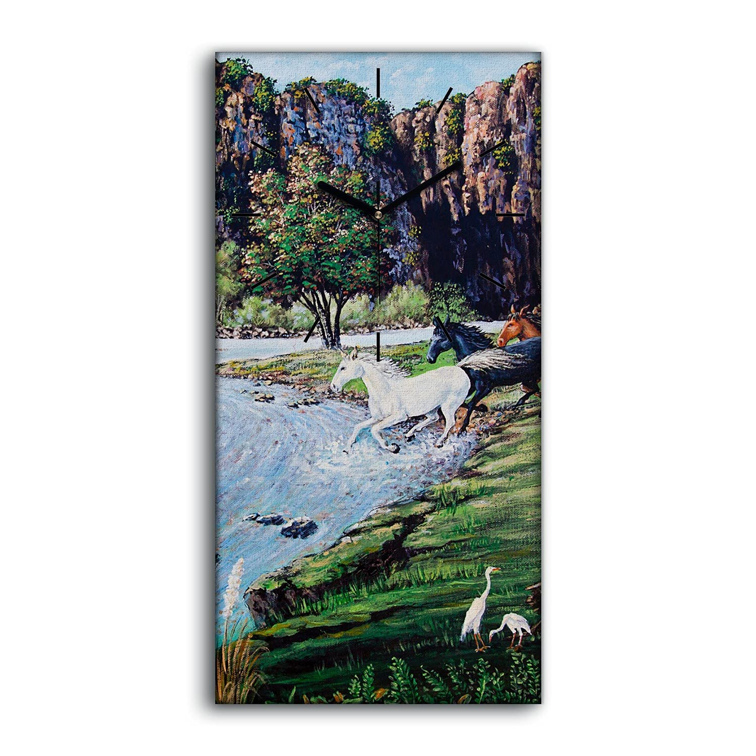 Art mural image decoration moderne avec paysage arbres et chevaux