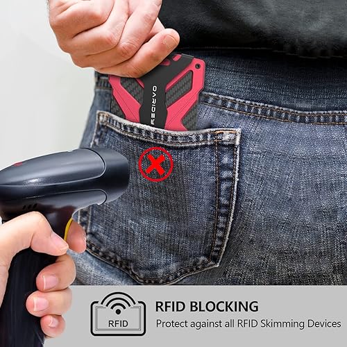 Miniatura 5 de Cartera minimalista para hombres - Cartera delgada de aluminio con clip para dinero y soporte transparente para tarjetas de identificación, cartera