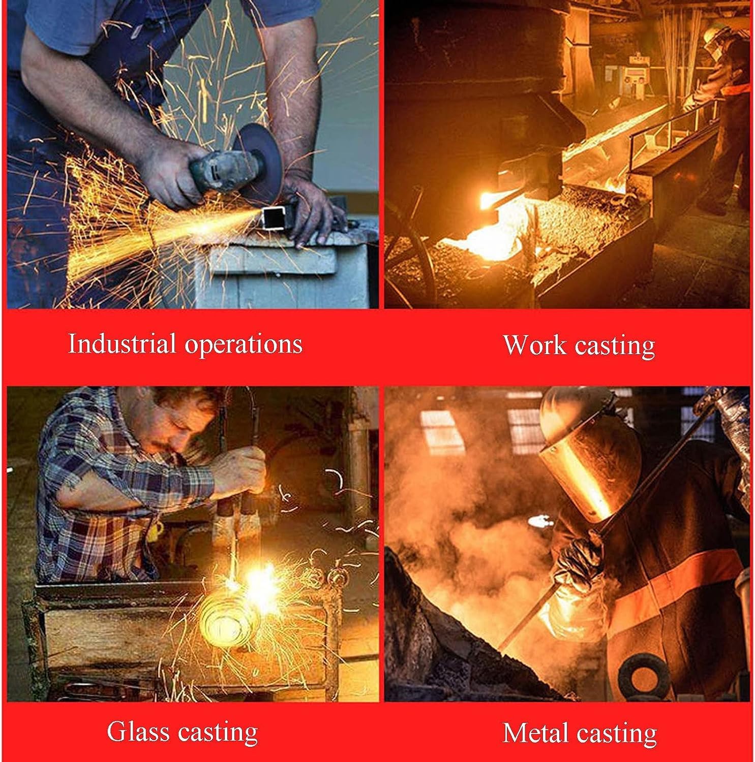PIWINE Gartenhandschuhe, schnittfeste Handschuhe, feuerfeste Handschuhe, Grill- und Kaminhandschuhe aus Aluminiumfolie, hochtemperaturbeständige Handschuhe, Handschuhe for Metallurgie, Herd