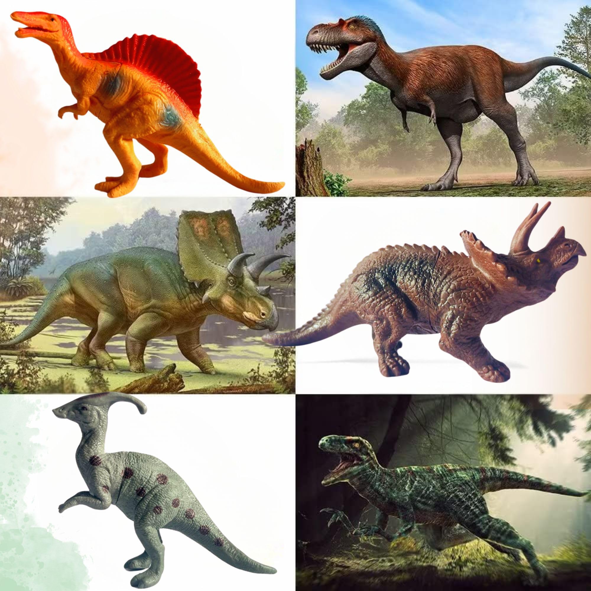 Mallexo Realistic Big Dinosaur Figure Toy Set for Kids 3+ | Set of 6PCs T-rex Dinosaurs Animal Playset Toys for Boys and Girls Dino Animal Action Figurine Decoration Items Birthday Gift for Childrens - Image 5 thumbnail