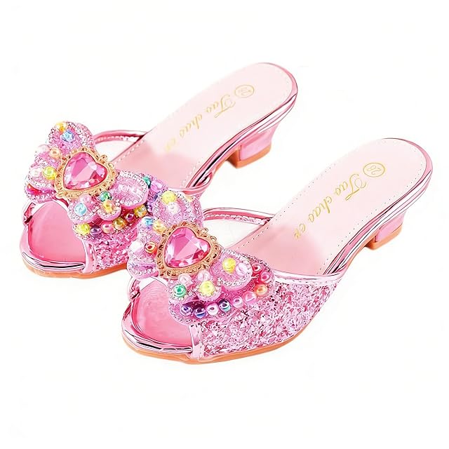 Monissy Mules Zapatilla de tacón Alto Lentejuelas de Boca de pez Dos Lazos de Cuero Cuentas de Colores…