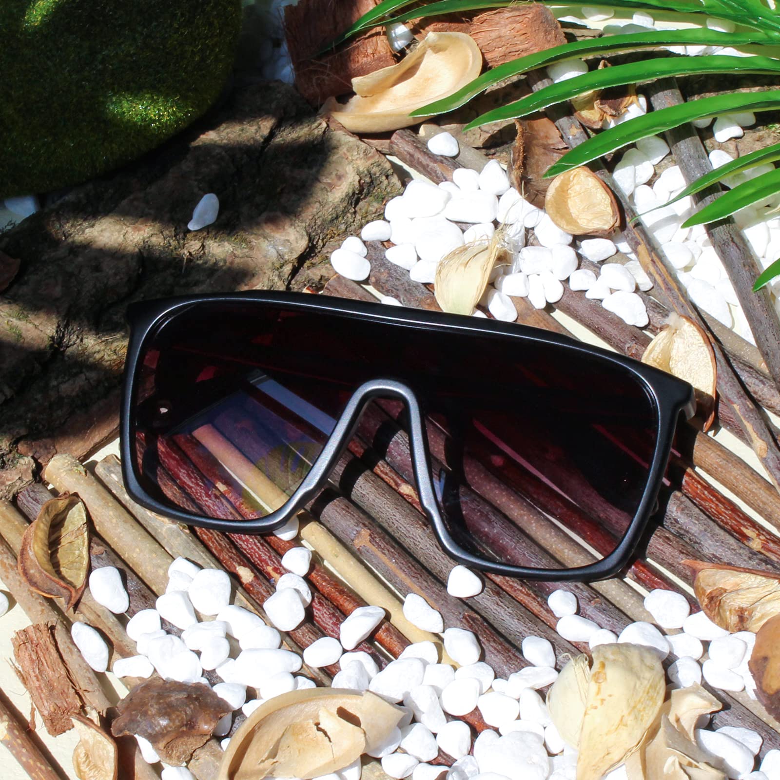 Übergroße 70er-Jahre-Retro-Sonnenbrille für Herren und Damen, Vintage, flache Oberseite, quadratische Brille, Mattes Schwarz, oversize | Coole, einteilige Linse, klassische Schild-Farbtöne, stilvoll, dünner Rand, Fahren, Strand, Pool, Disco, Clubbing, Str