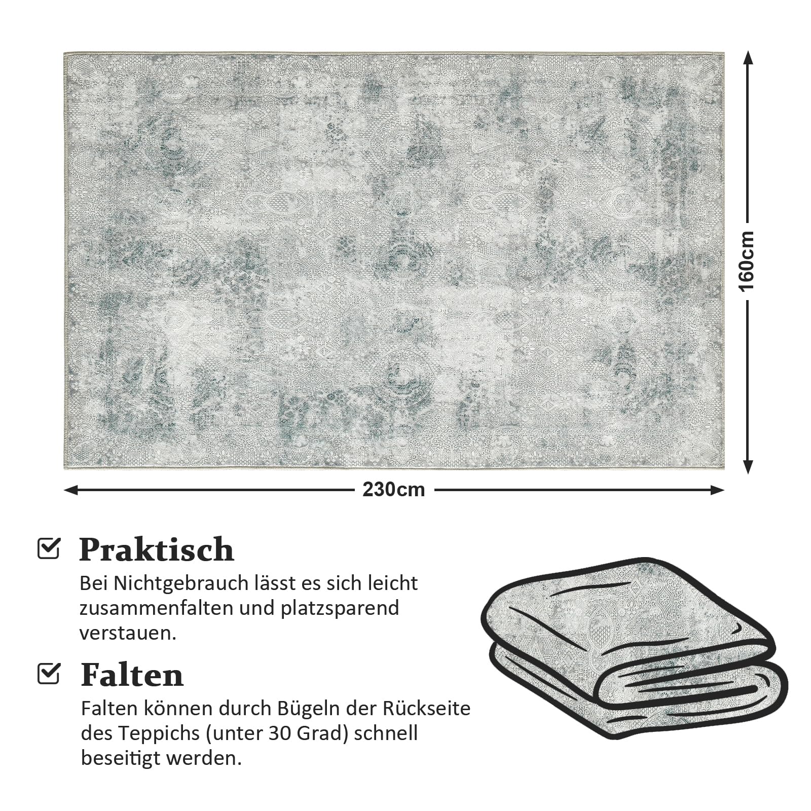 Teppich 160 x 230cm,Waschbarer Modern Abstrakt Wohnzimmer Teppisch | Große Teppiche, Großer Carpet rutschfest, für Schlafzimmer, Esszimmer