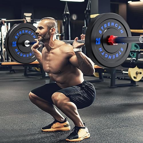 Miniatura 10 de Juego de placas de parachoques olímpicas, pesas de goma virgen para entrenamiento de fuerza