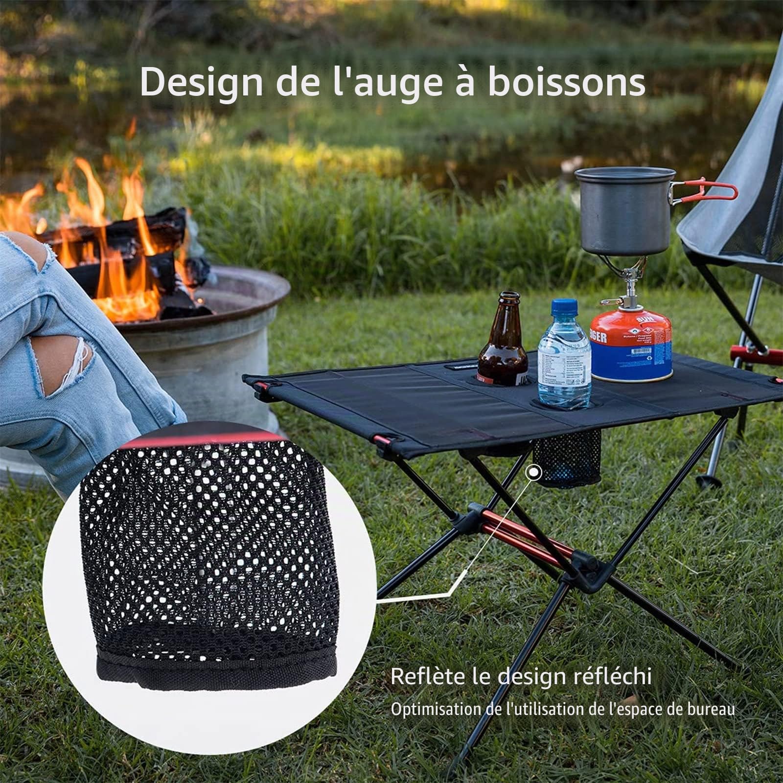 Naturehike Table Pliante Rectangulaire Ultralégère Oxford Table de Pique-Nique Camping Table Pliable Cuisine Table Portable Randonnée Camping en Plein Air (Noir)