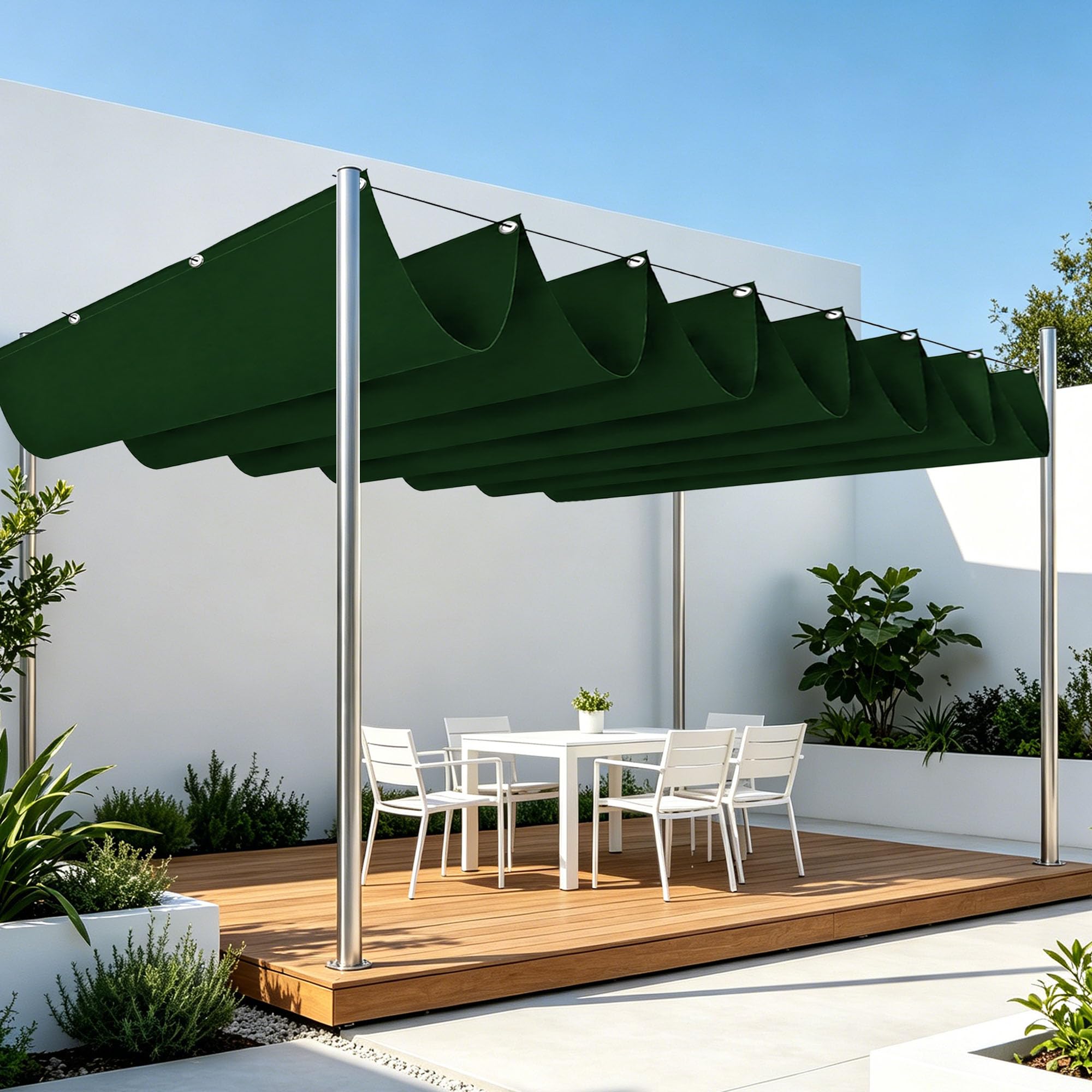Voile d'ombrage imperméable 4x7,5m avec oeillets anti-UV pour patio