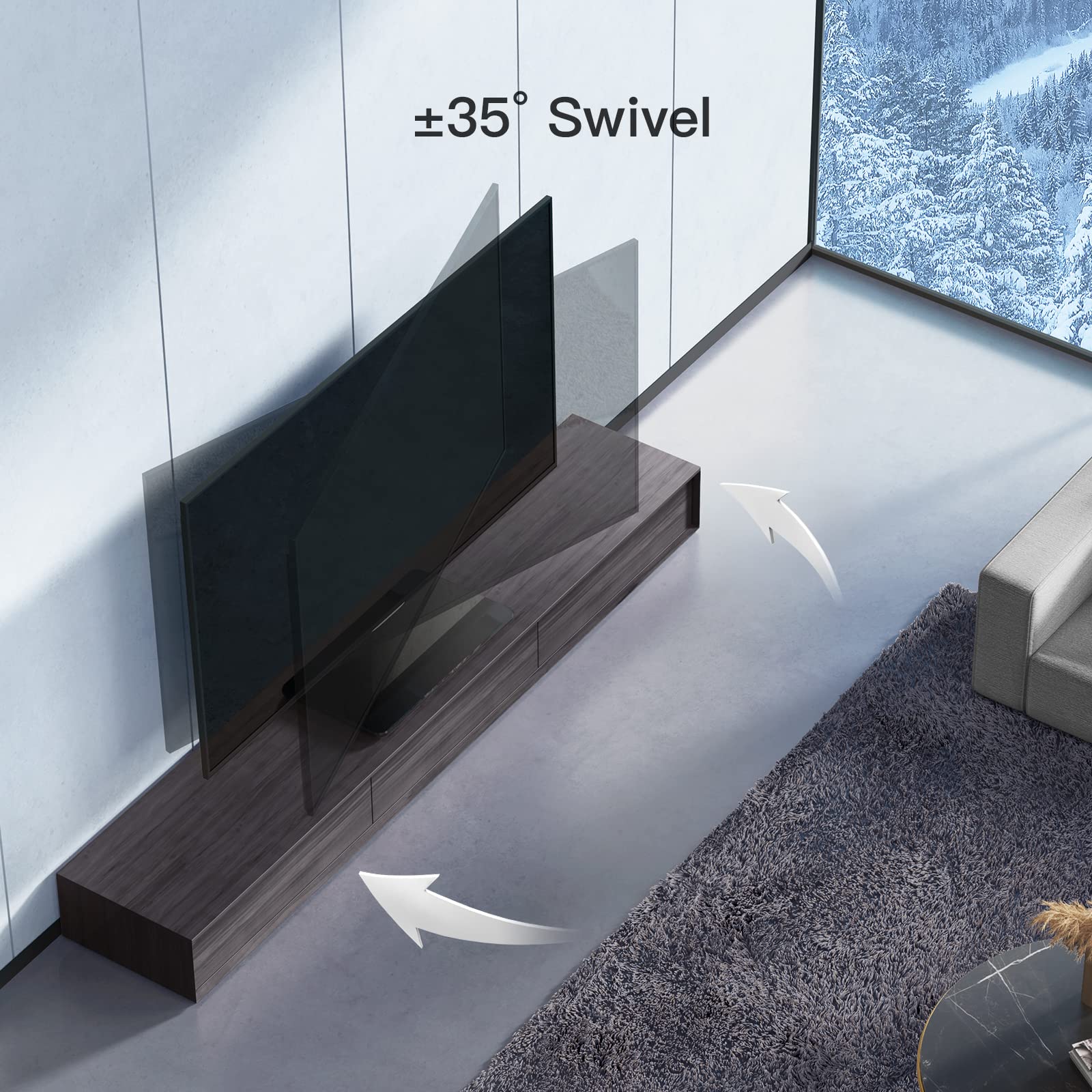 PERLESMITH Swivel TV Stand Universal Table Top TV Base for 32 to 70
